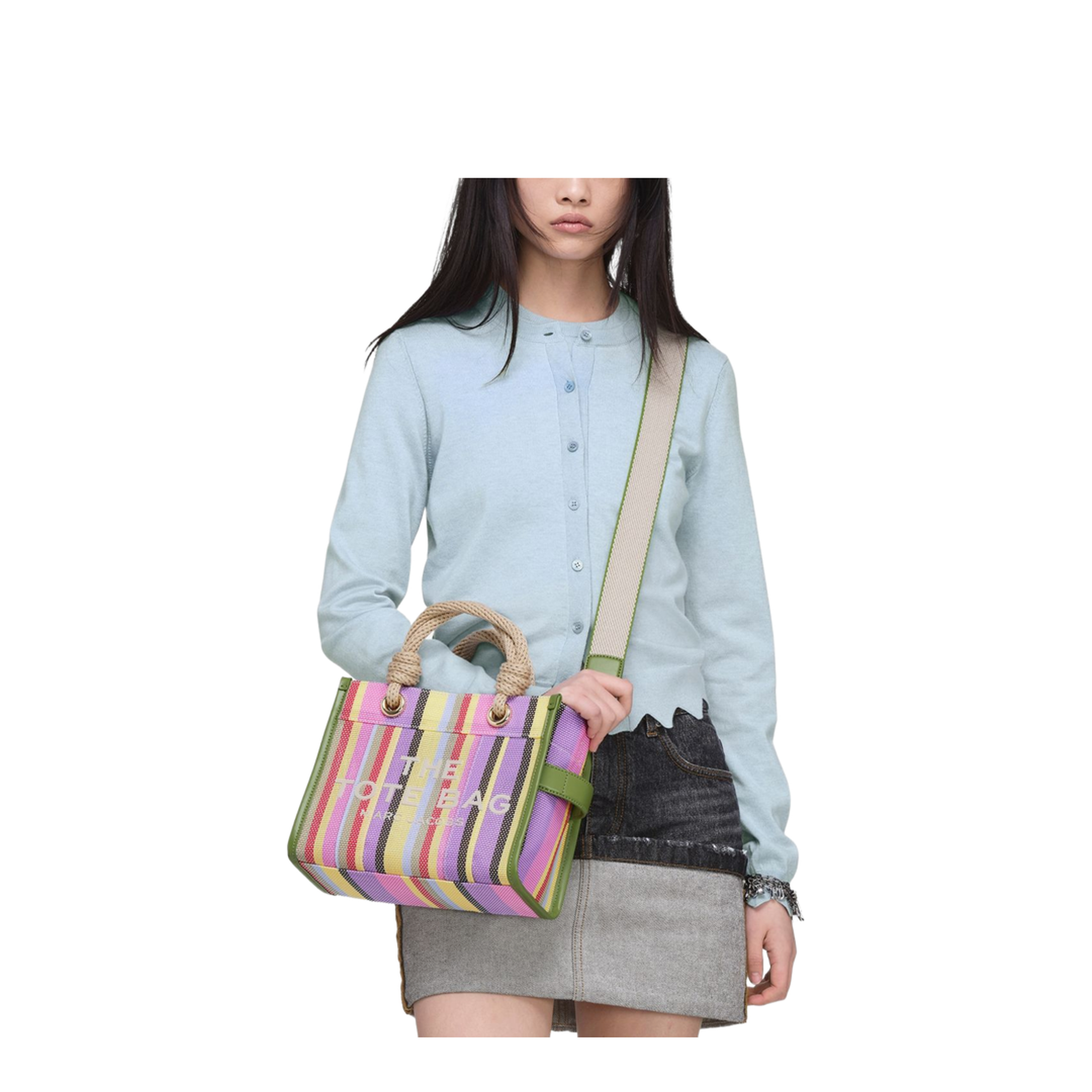 The Stripe Mesh Small Mesh Tote - Purple Multi - Image 5