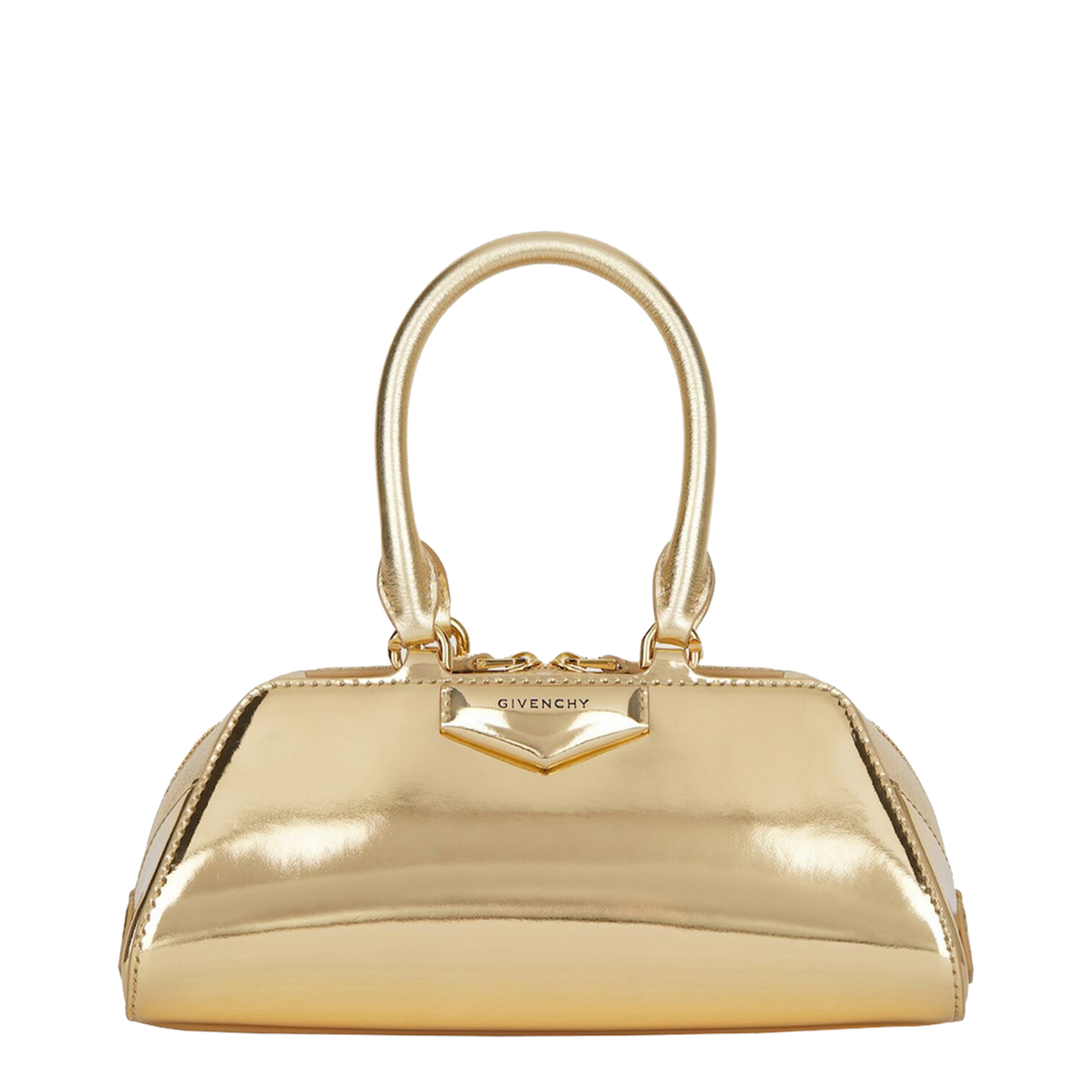 Antigona Mini Laminated Leather Handbag - Golden - Image 1