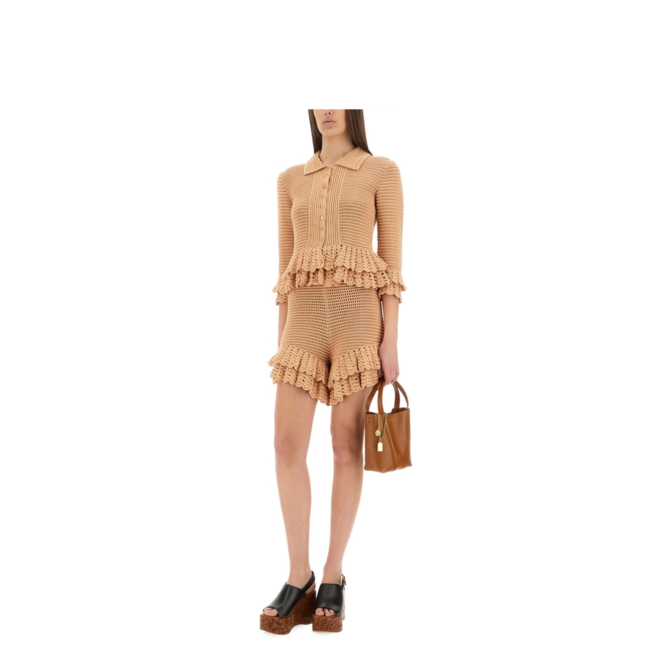 Crochet Knit Mini Shorts - Image 2