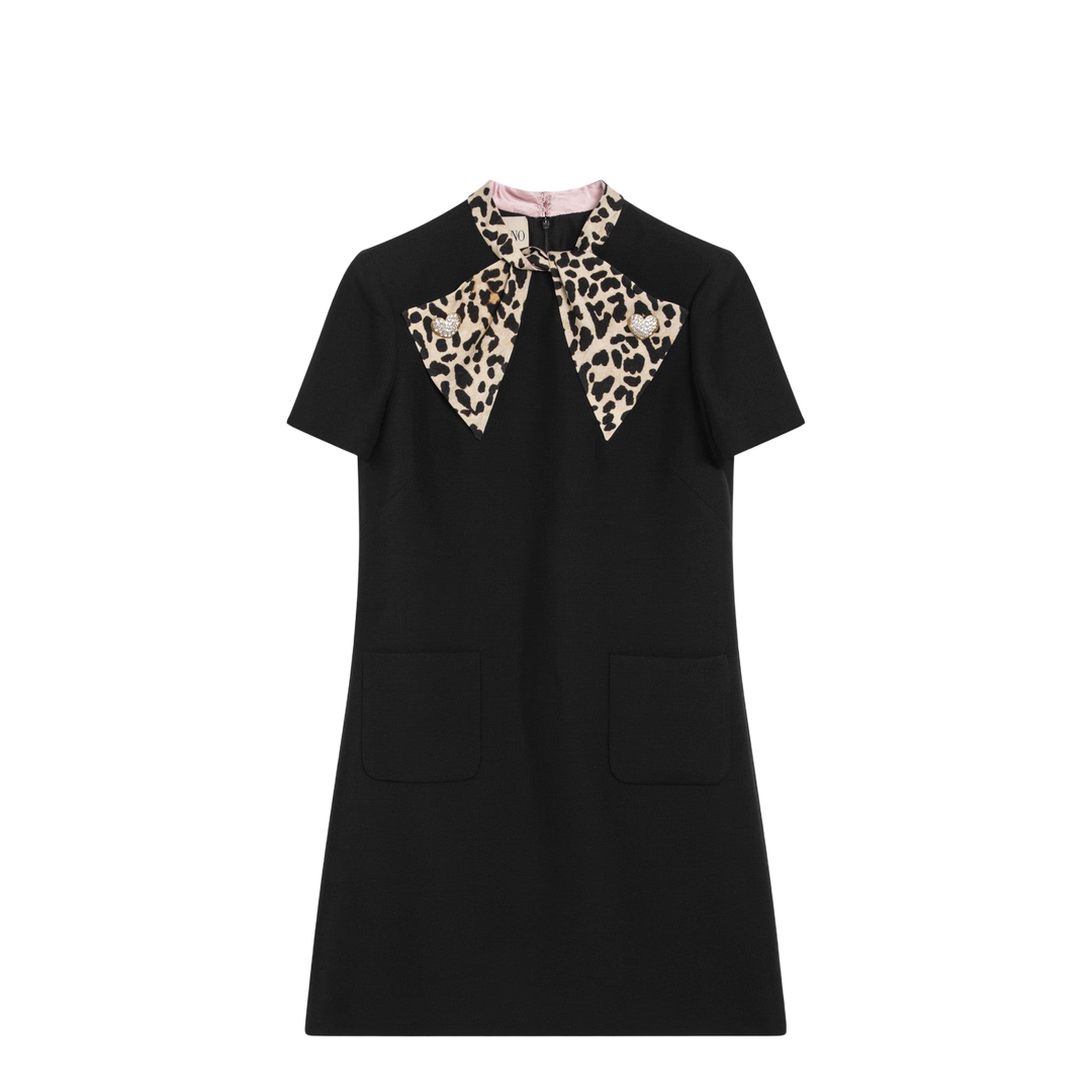 Black Dress with Bow on Front and Leopard Print - Image 1