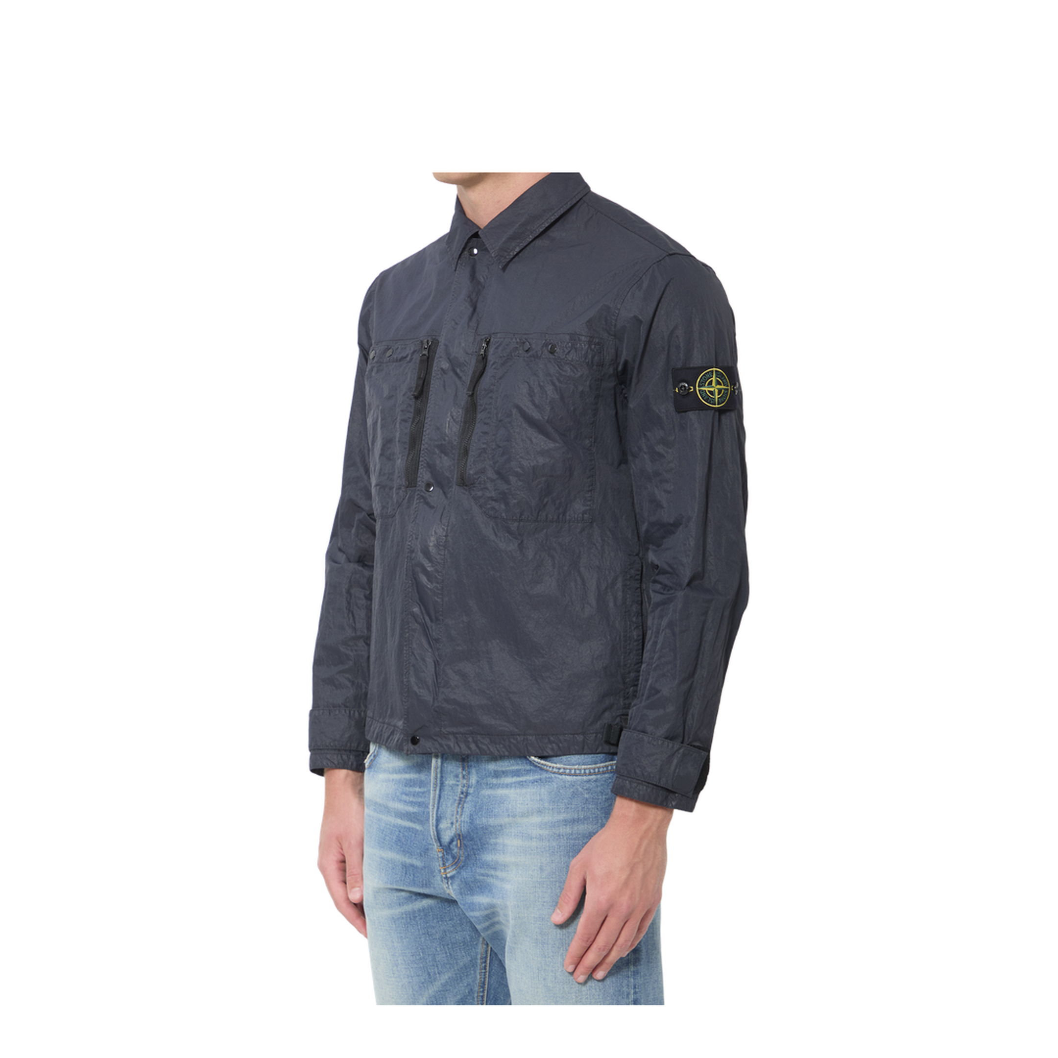 Navy Blue Nylon Overshirt - Image 2