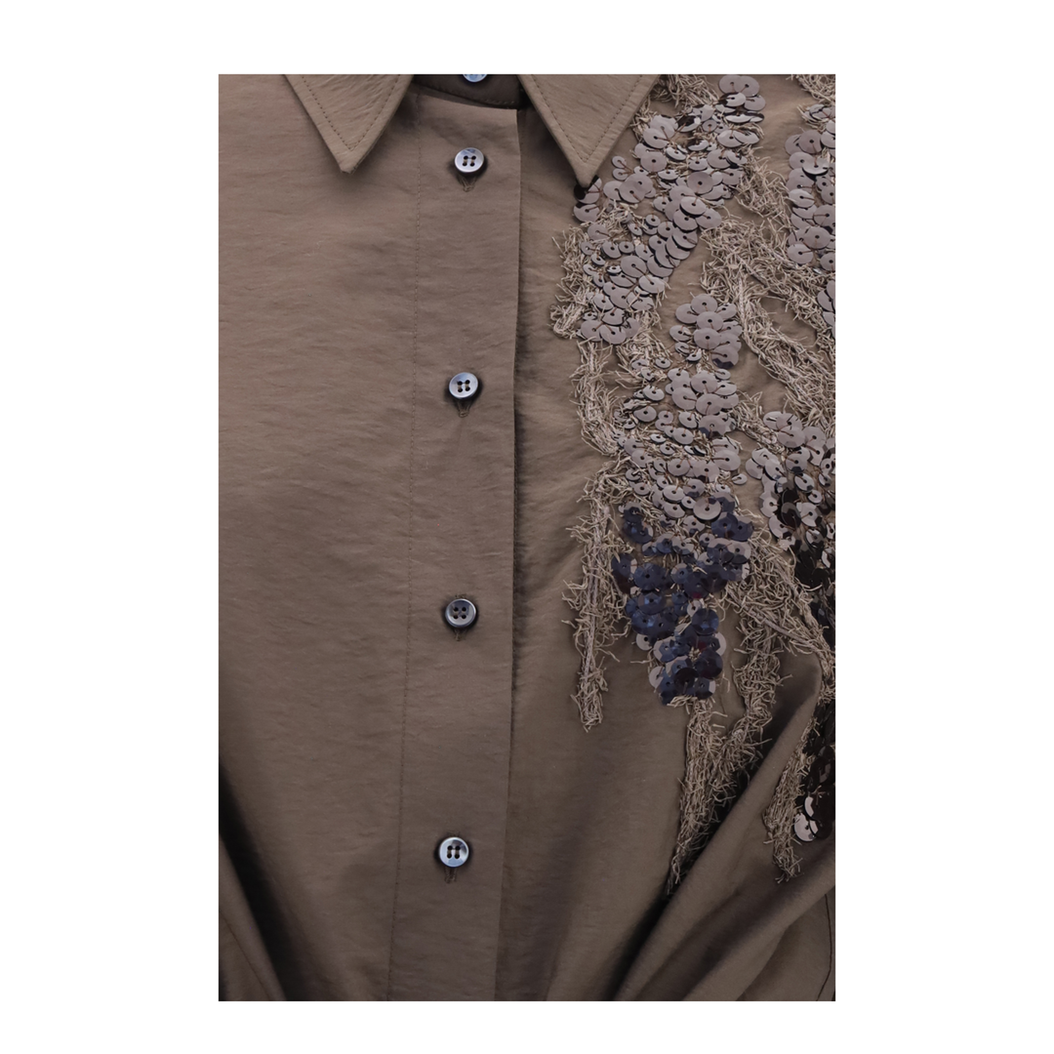 Sequined Shirt Dress With Belt - Image 3