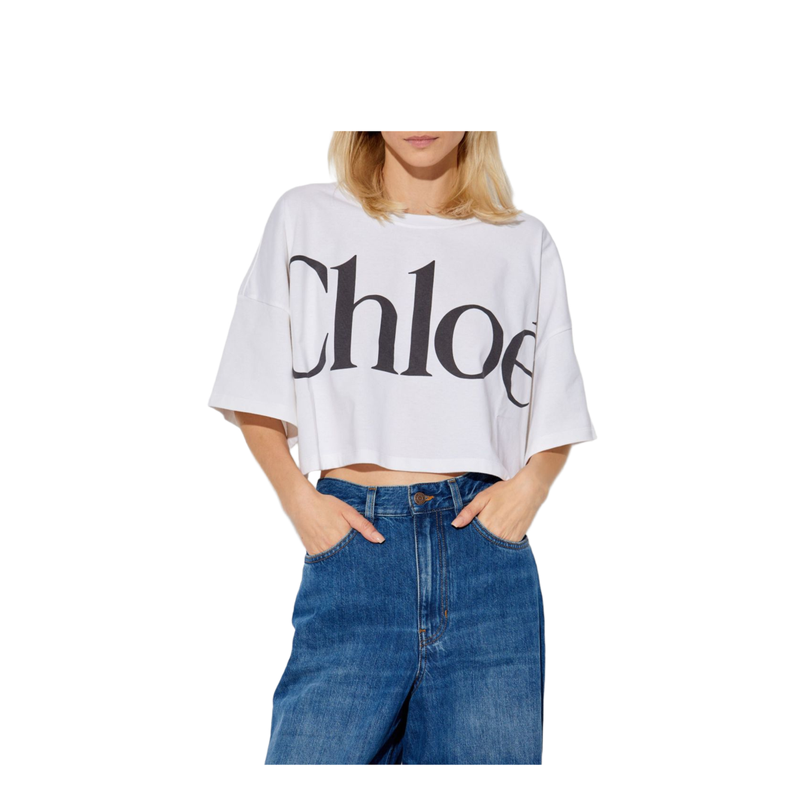 Cropped Boxy Logo T-Shirt in Cotton Jersey - Image 2