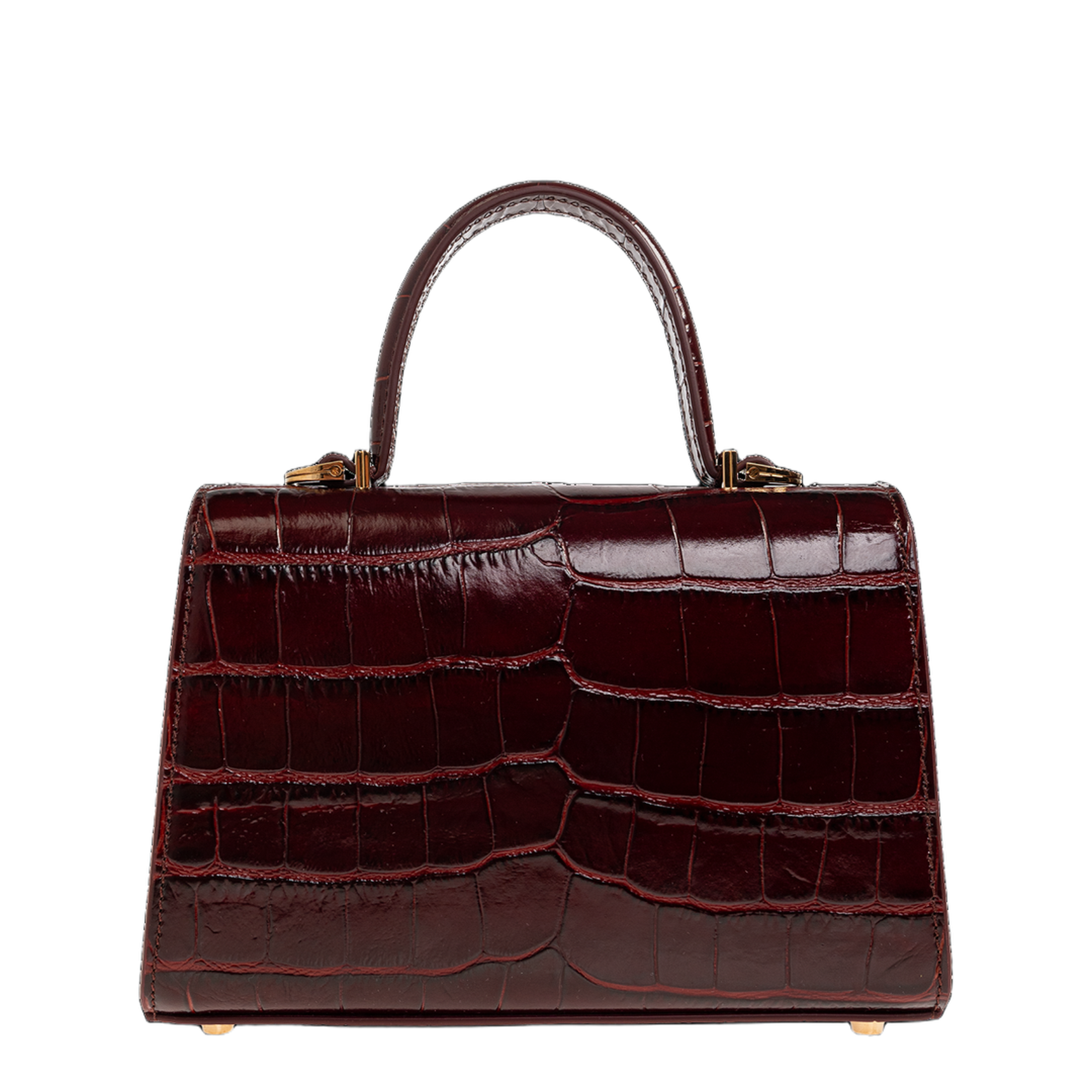 Medusa ’95 Small Croc-Effect Top-Handle Bag - Burgundy - Image 3