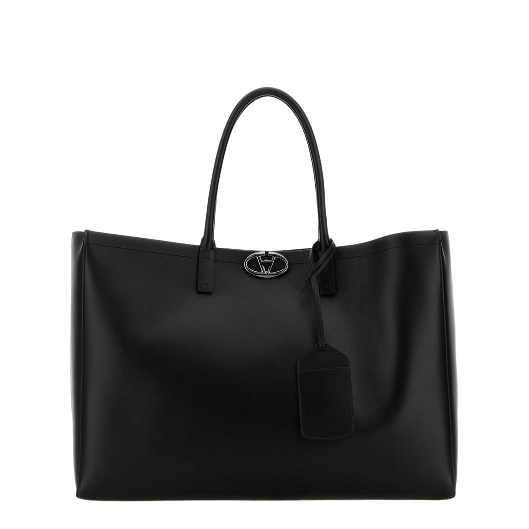 VLogo Calf Leather Shopping Bag - Nero - Image 1