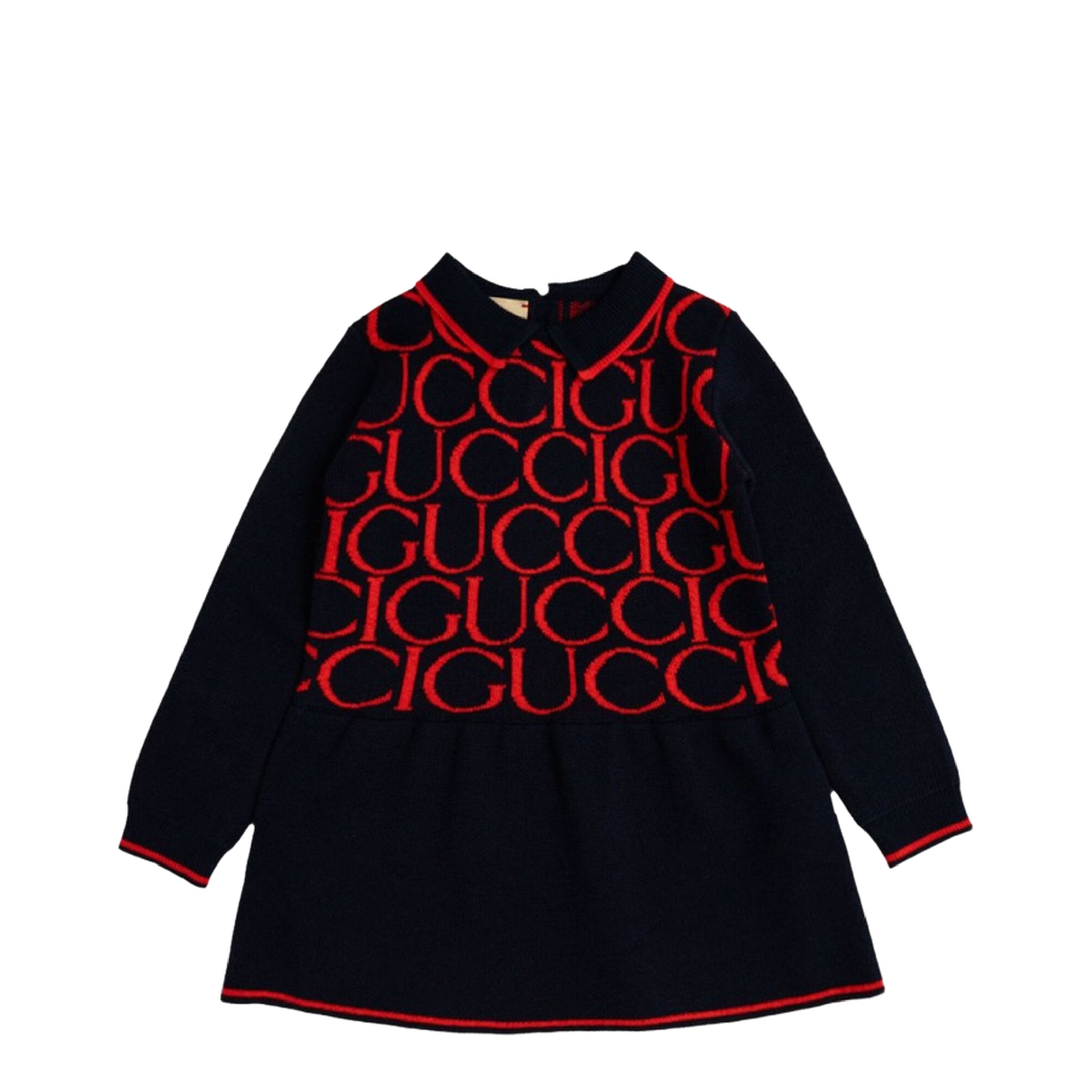 b l/s dress wo jacquard/ ultramarine/red - Image 1