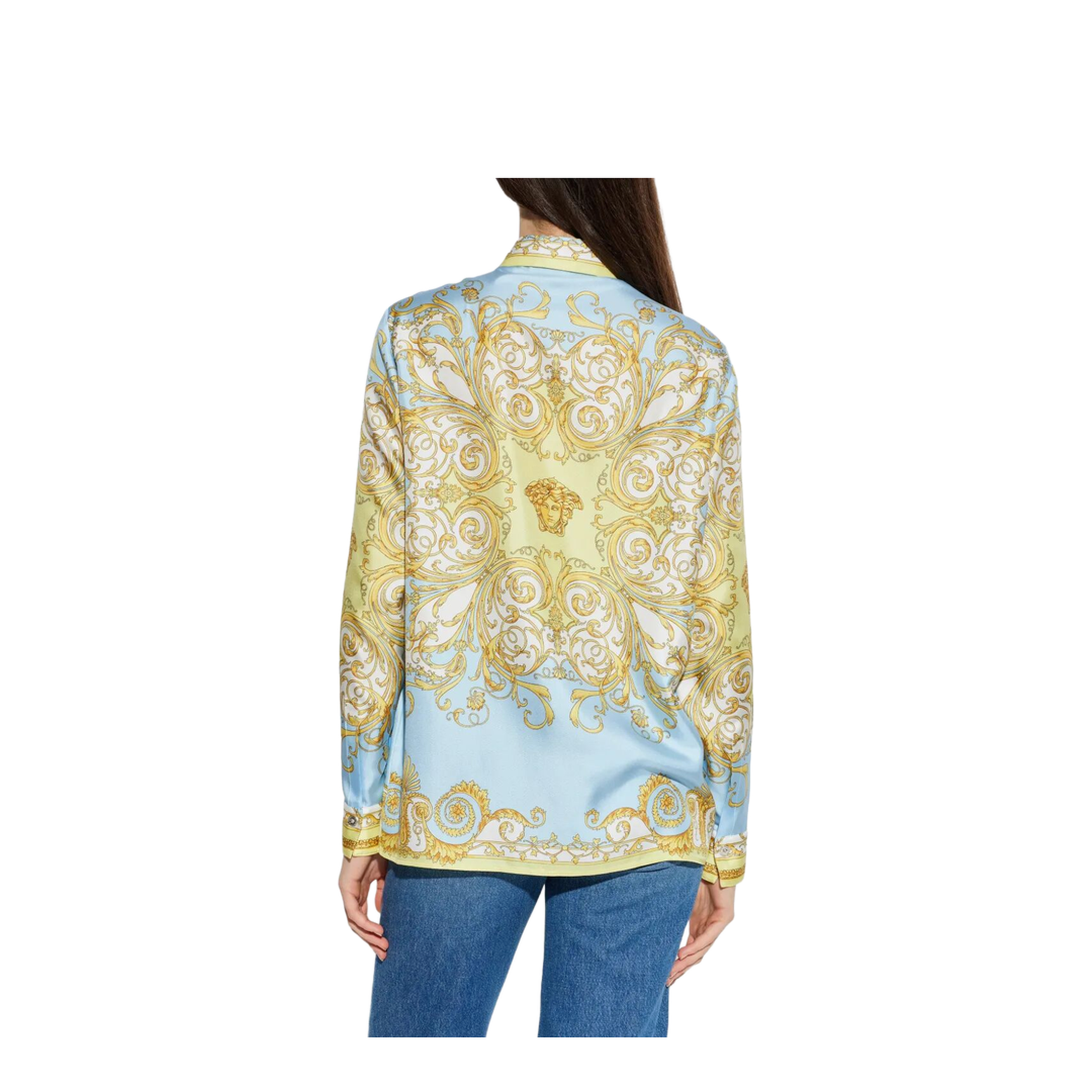 Baroque-Printed Silk Shirt - Image 4