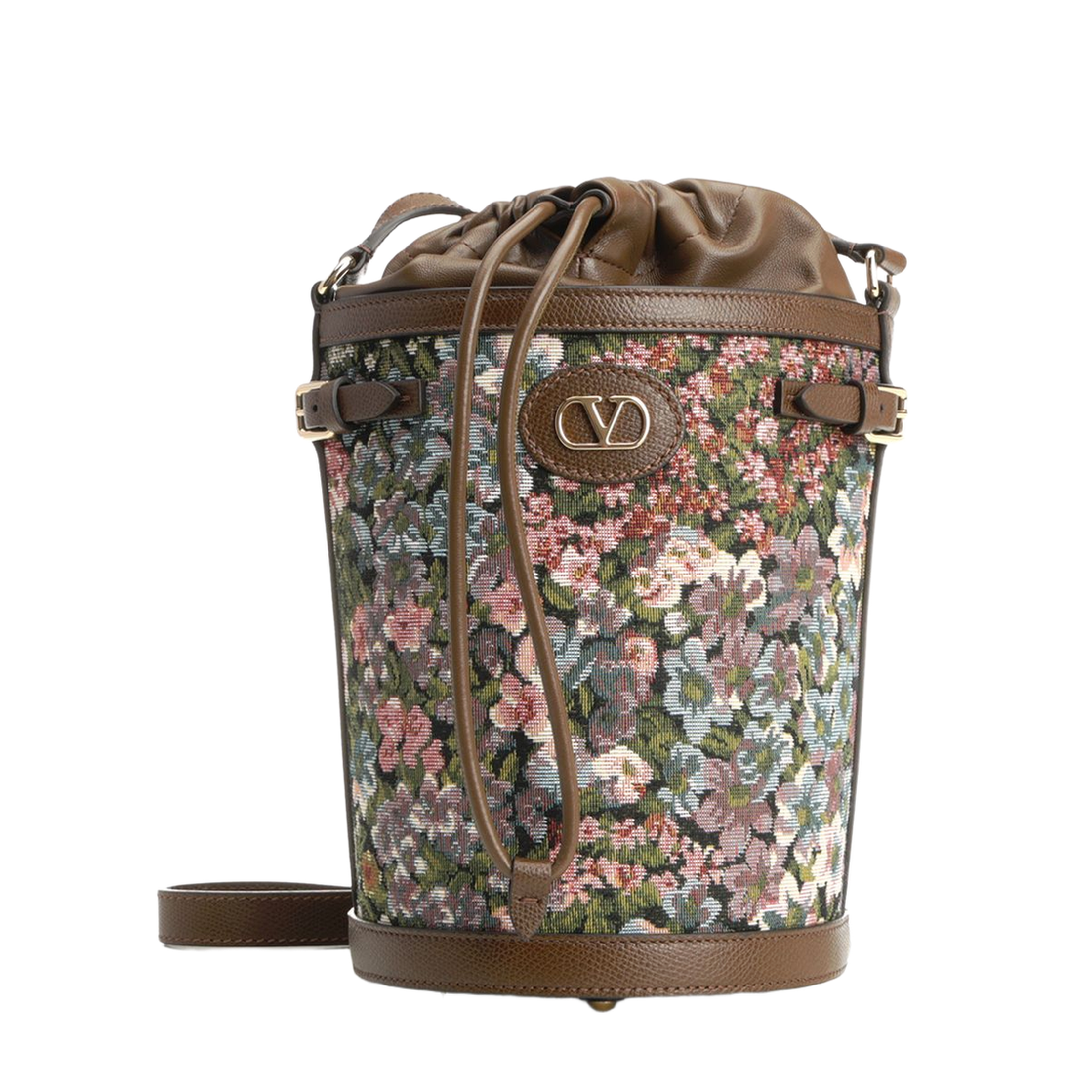 Antibes Medium Cotton Jacquard Bucket Bag - Brown - Image 1