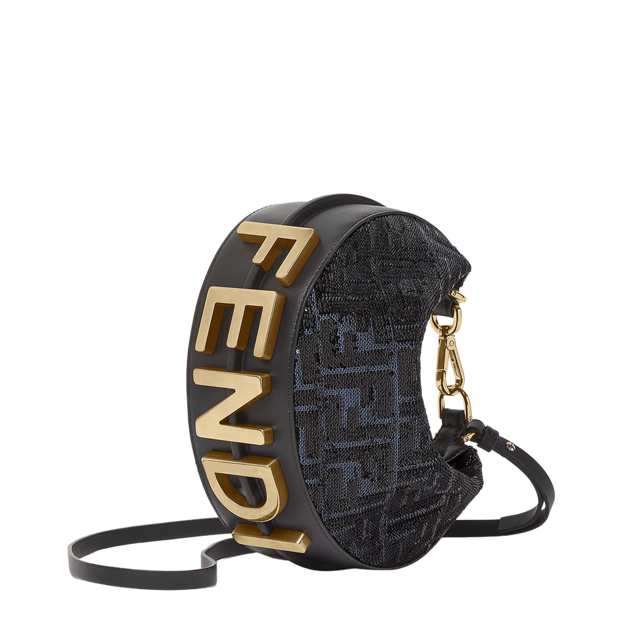Fendigraphy Mini Sequin Hobo Bag - Blue and Black - Image 2