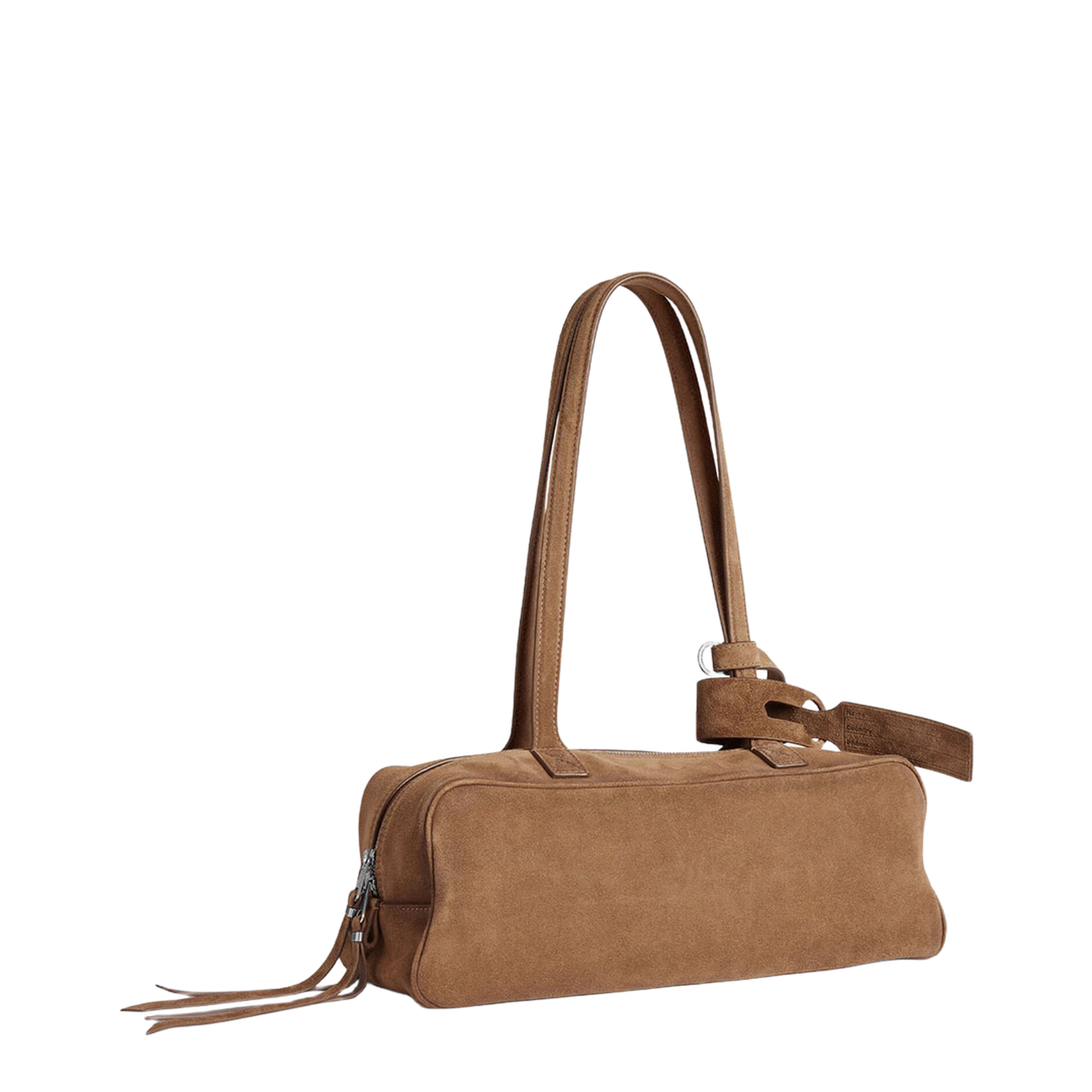 Carrie Small Waxed Suede Calfskin Bowling Bag - Camel - Image 2
