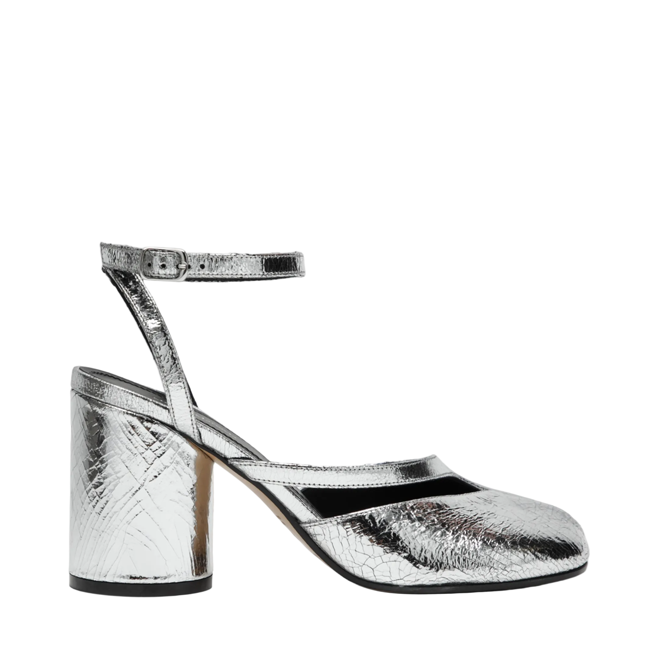 Silver Tabi Sandals In Broken Mirror Finish - Image 1