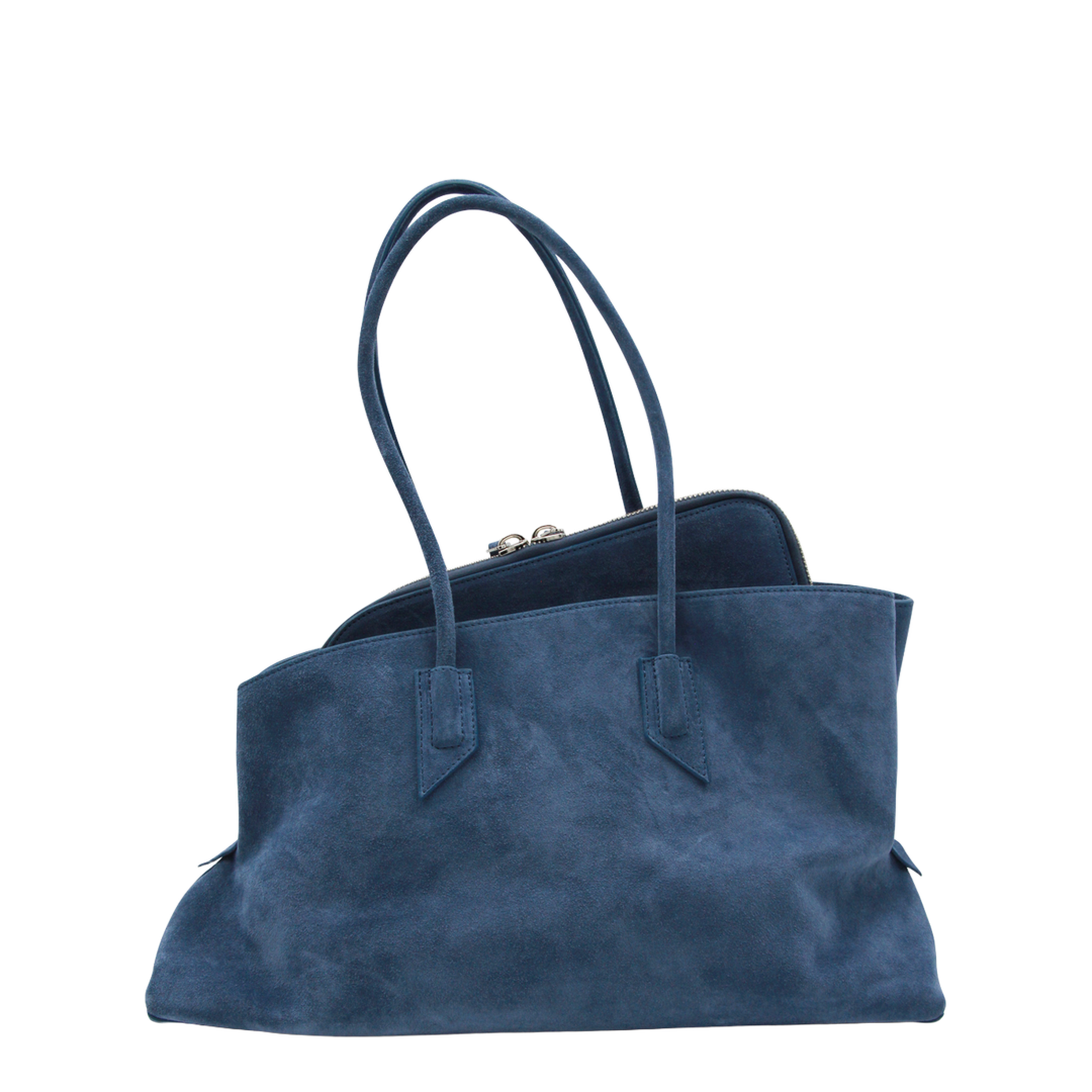 La Passeggiata Medium Suede Top Handle Bag - Sapphire Blue - Image 5