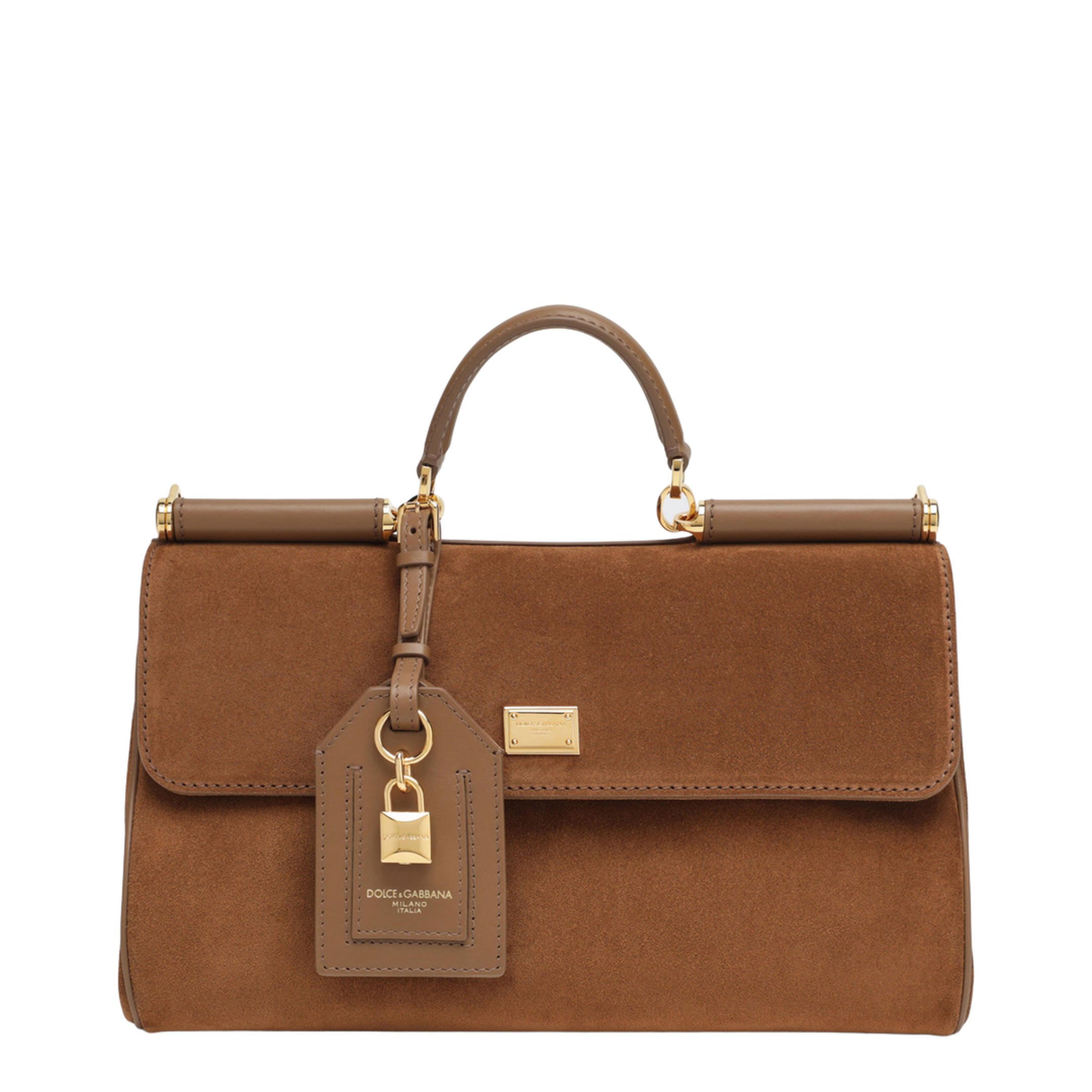 Medium Sicily Bag in Camel Suede Leather - Image 1