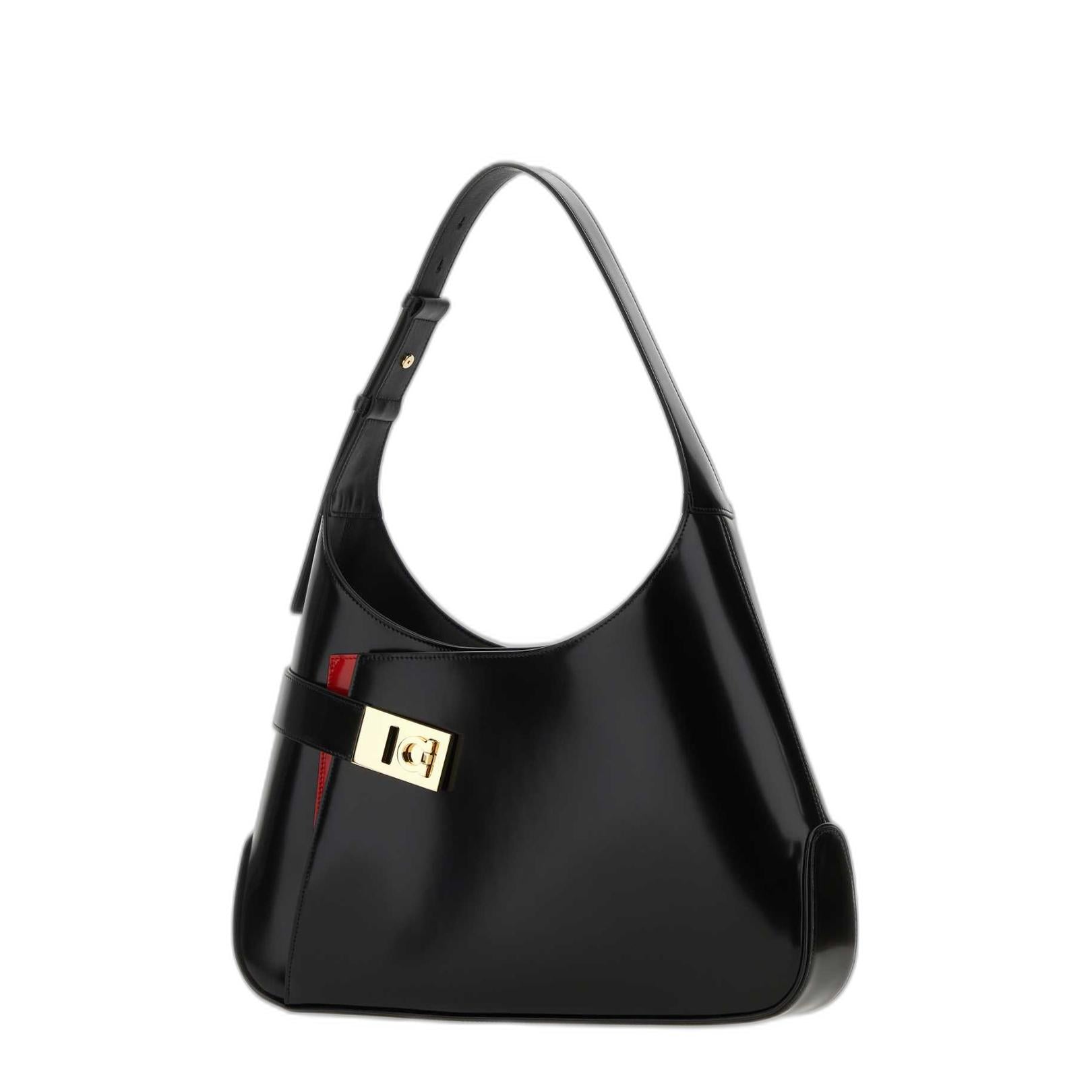 Leather Hobo Bag - Nero Flame Red - Image 1