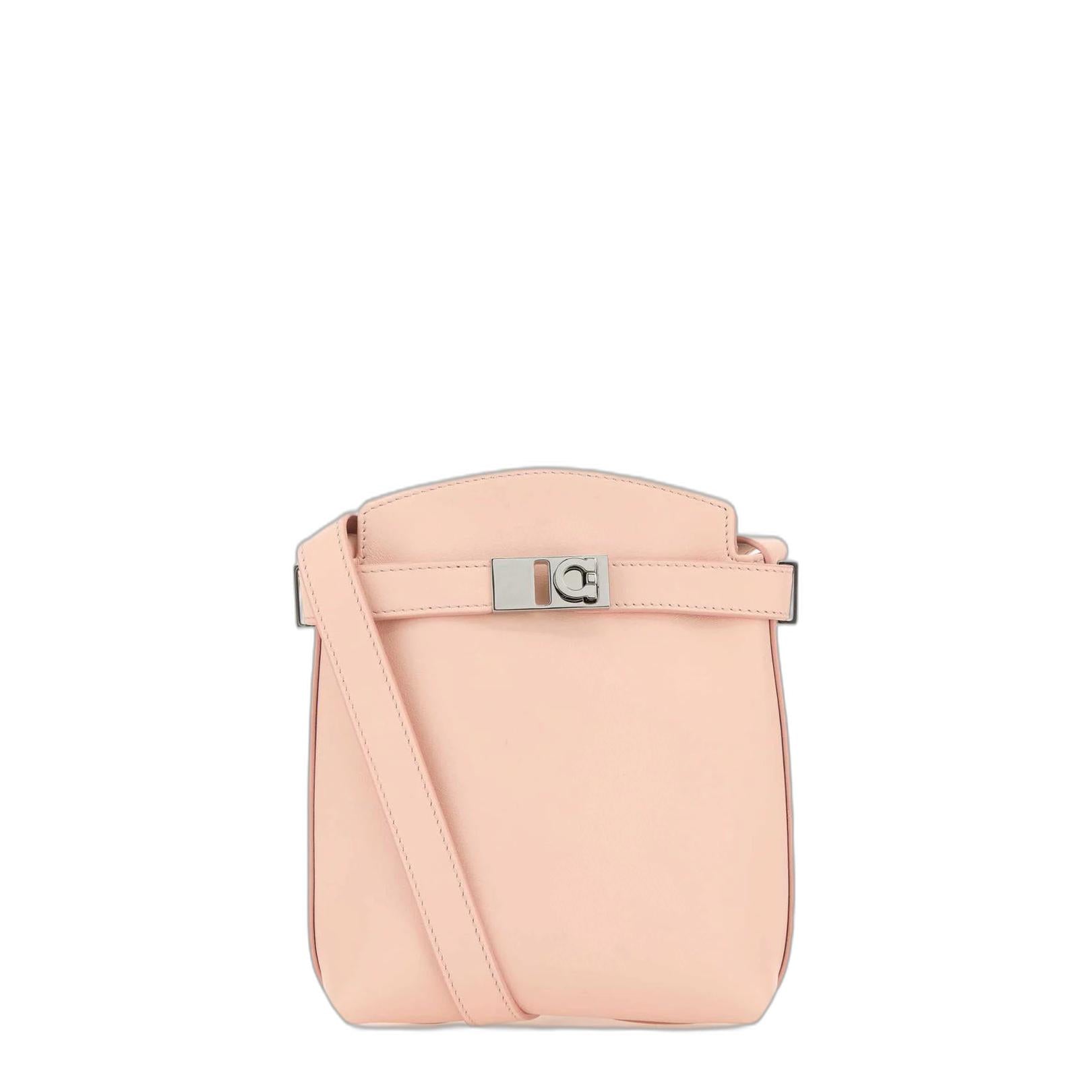 Ferragamo Pastel Pink Leather Gancini Phone Case - Image 1