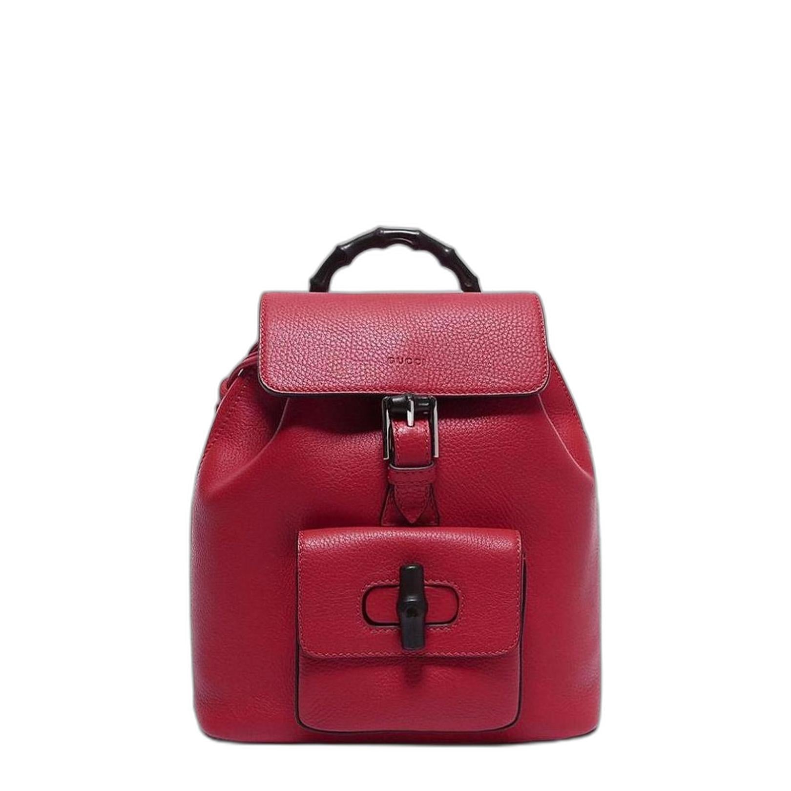 Gucci Bamboo Red Calfskin Backpack - Image 1