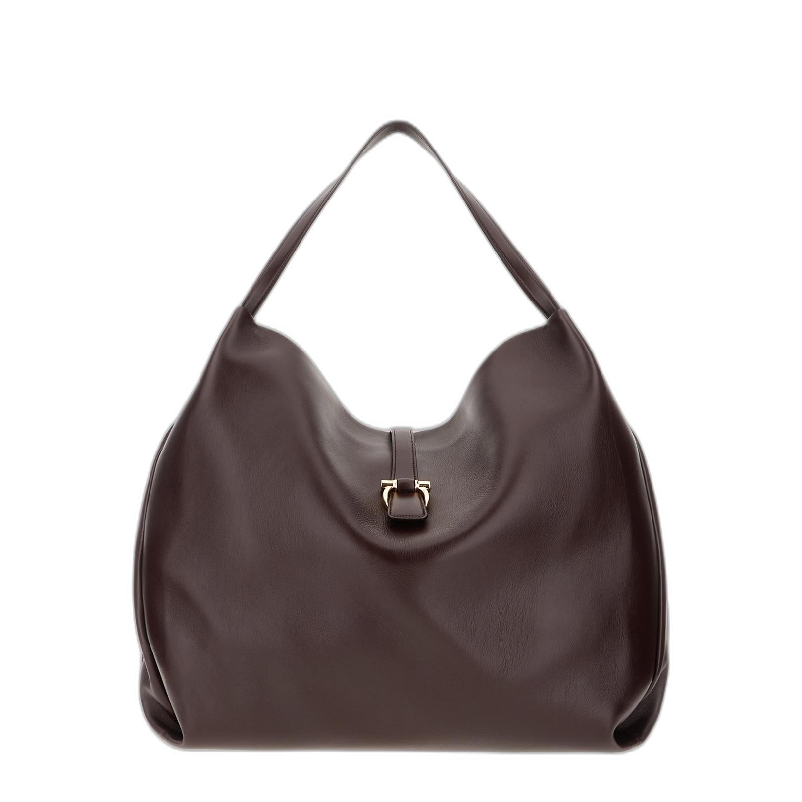 Aubergine Leather Shopping Bag - Image 1