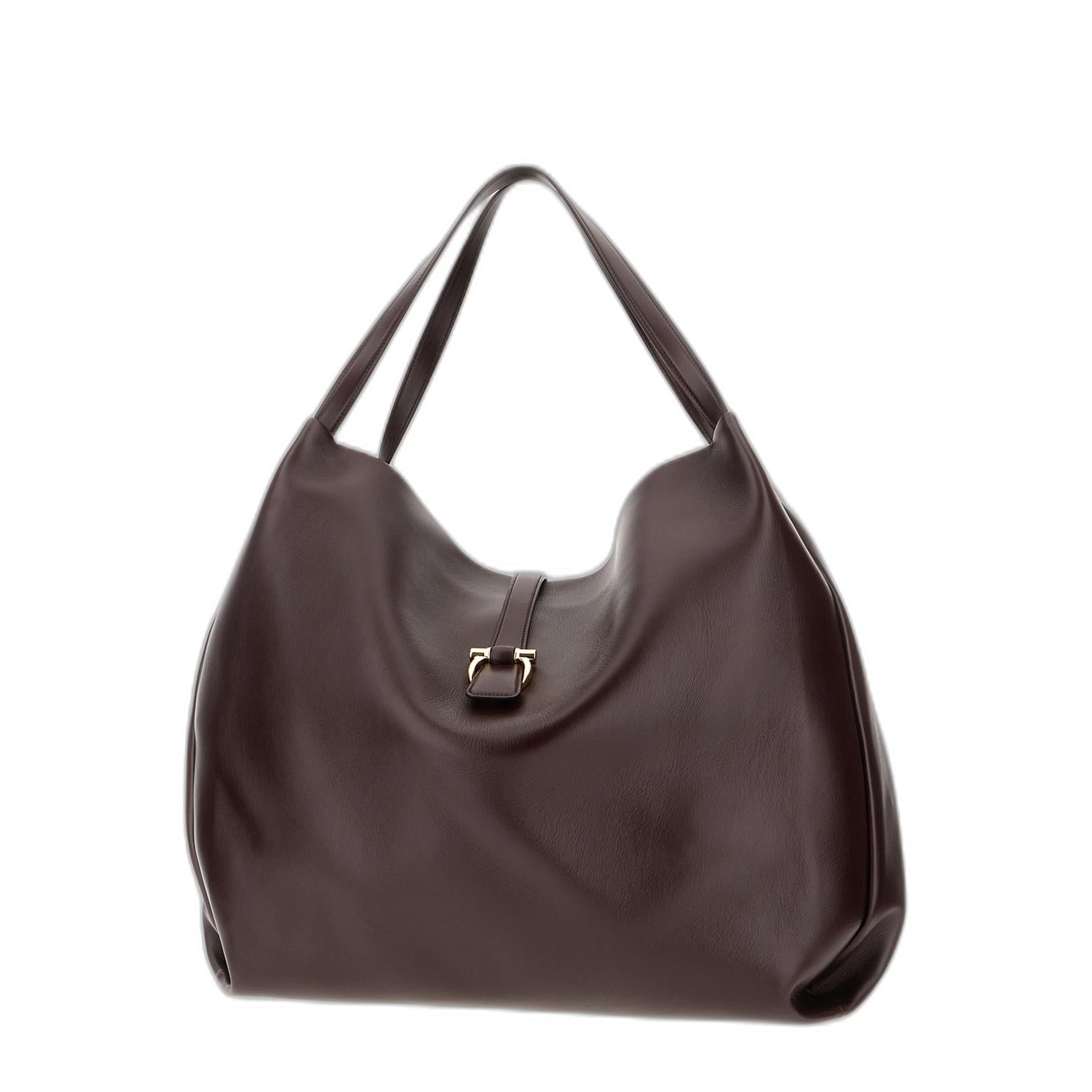 Aubergine Leather Shopping Bag - Image 2