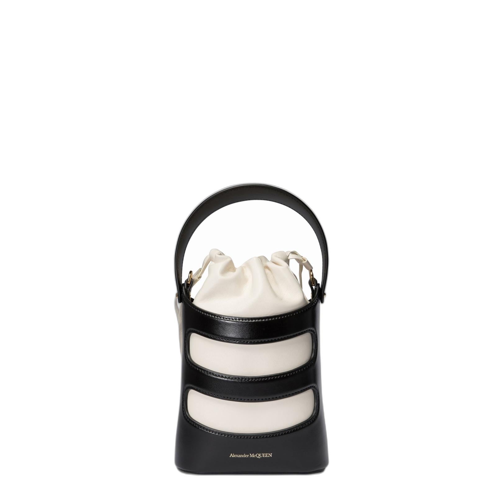 Rise Mini Calfskin Bucket Bag - Black / Soft Ivory - Image 1