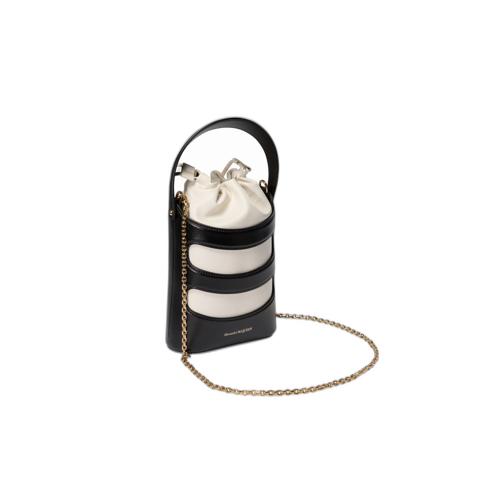 Rise Mini Calfskin Bucket Bag - Black / Soft Ivory - Image 2