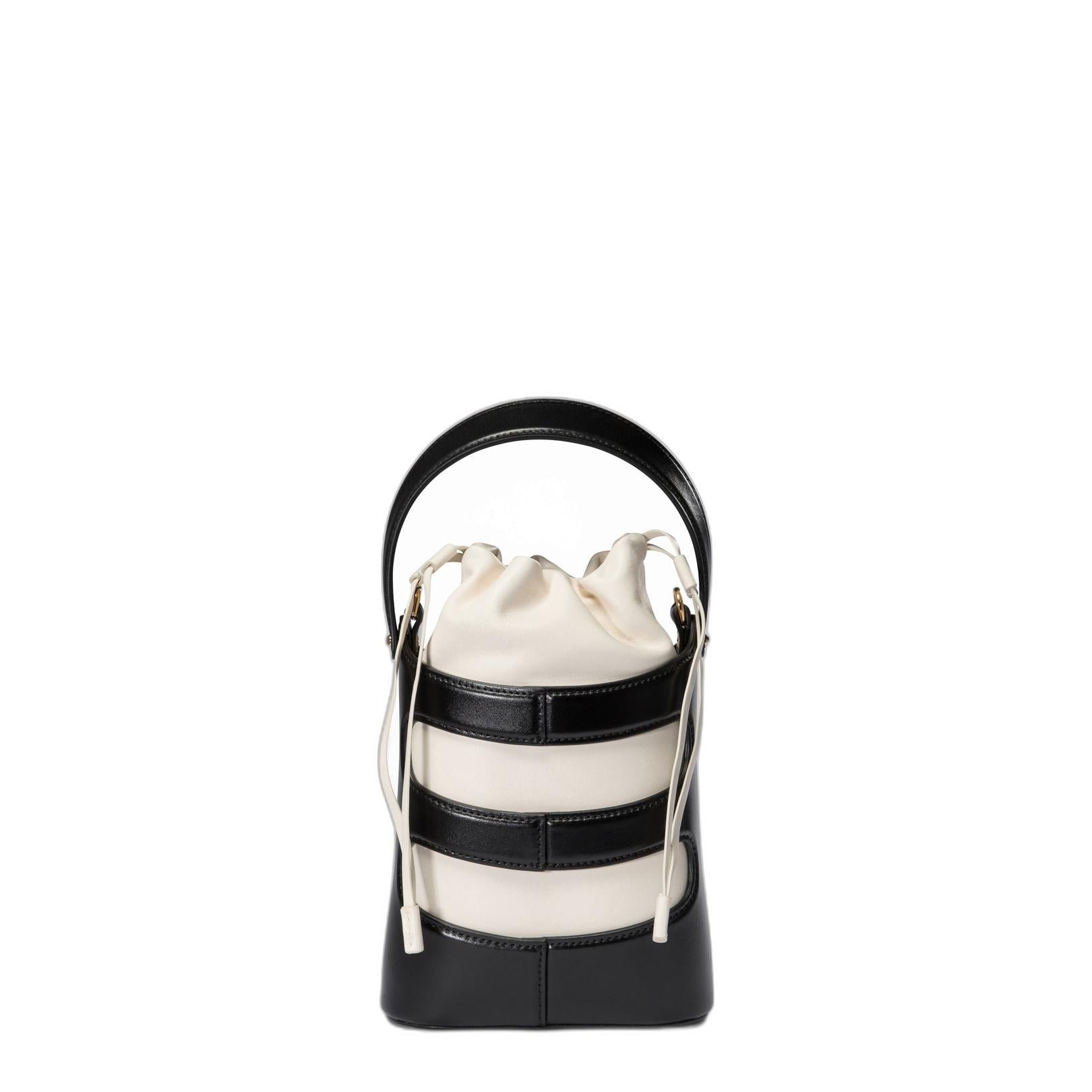 Rise Mini Calfskin Bucket Bag - Black / Soft Ivory - Image 3