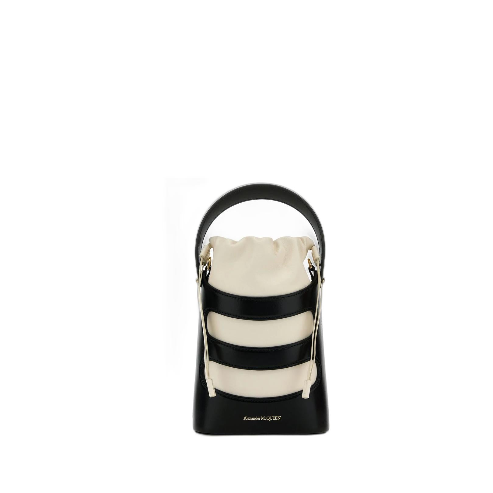 Rise Mini Calfskin Bucket Bag - Black / Soft Ivory - Image 5