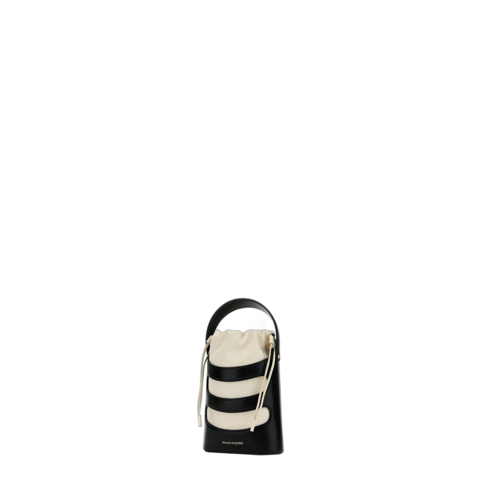 Rise Mini Calfskin Bucket Bag - Black / Soft Ivory - Image 6