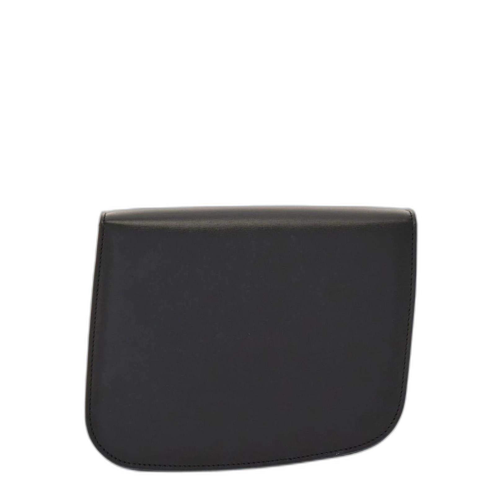 Oyster Leather Crossbody - Black - Image 4