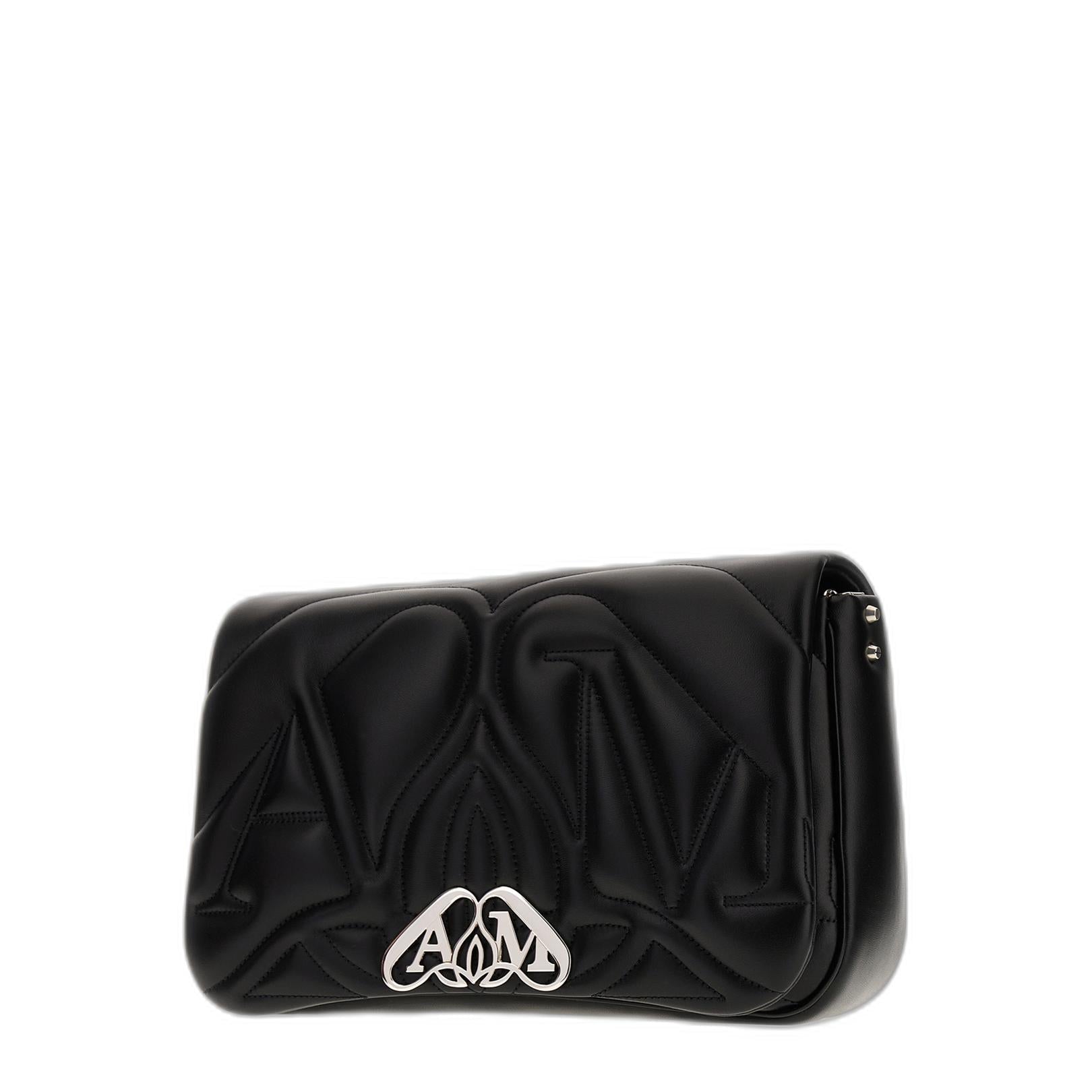 The Seal Lambskin Shoulder Bag - Black - Image 4