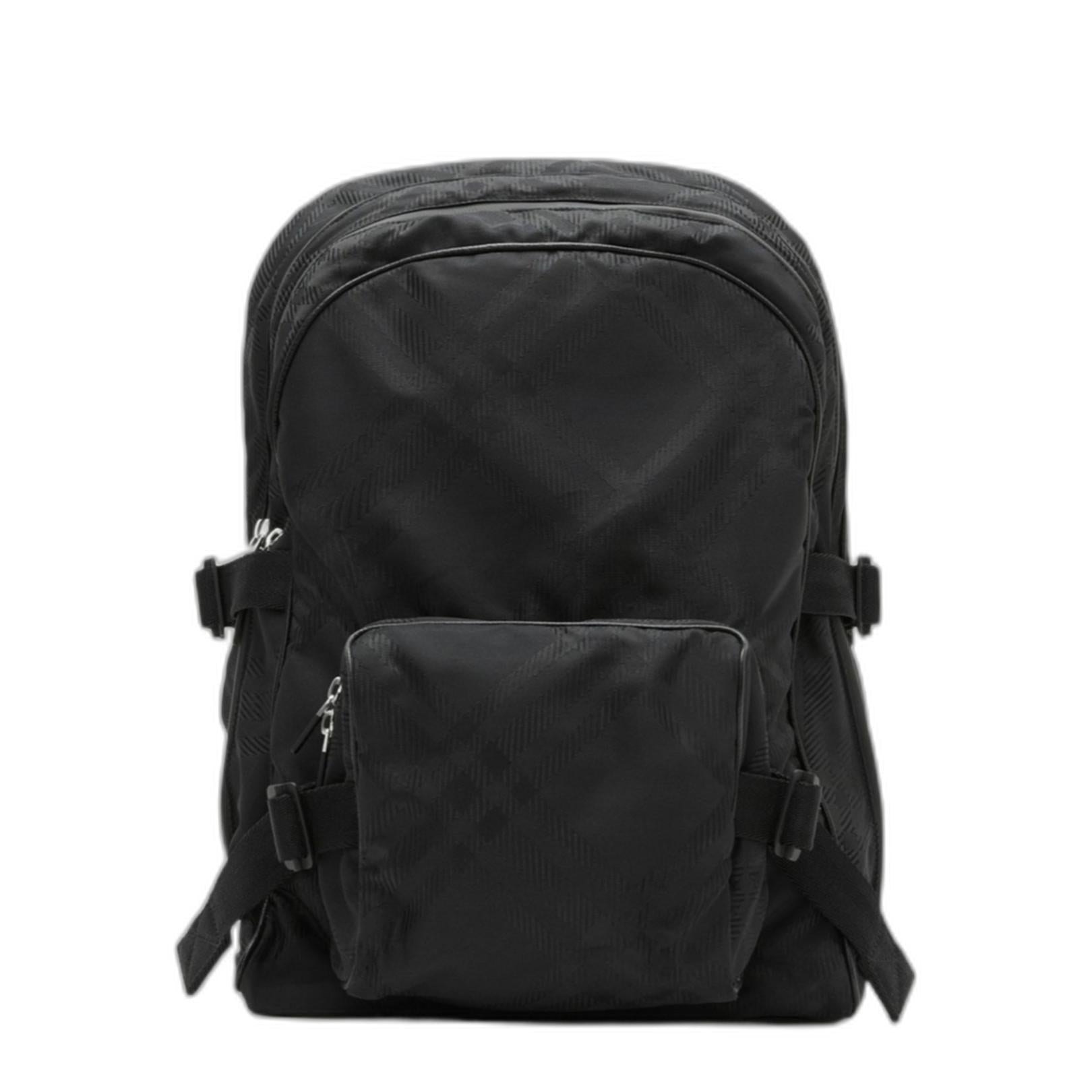 Check Jacquard Backpack in Black - Image 1