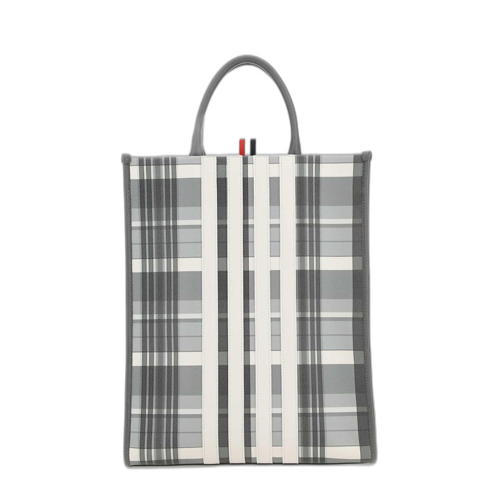 Grey 4-bar Vertical Stripe Tote Bag - Image 1