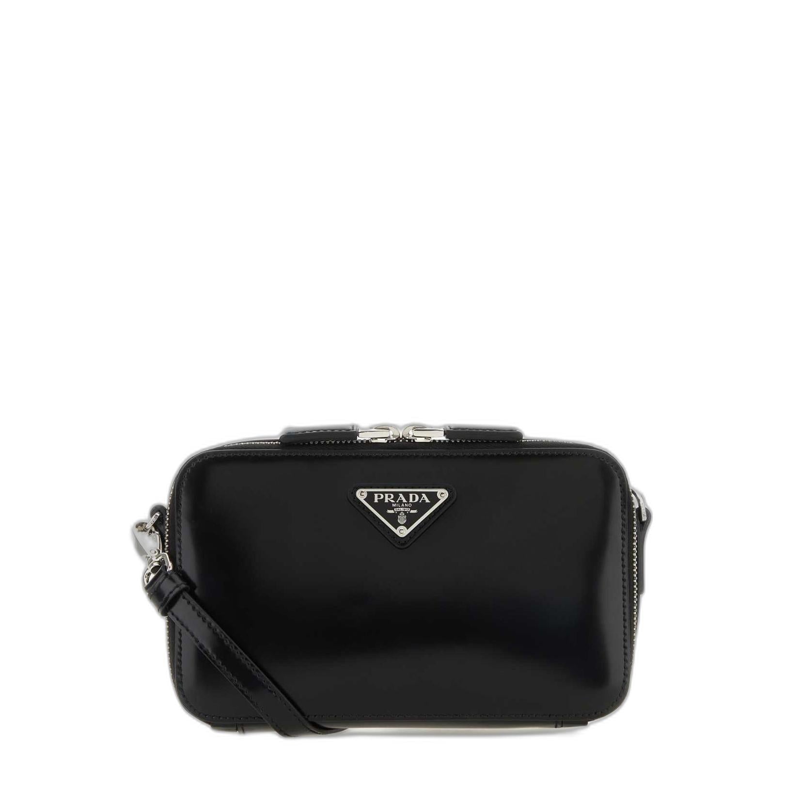 Black Leather Brique Crossbody Bag - Image 1