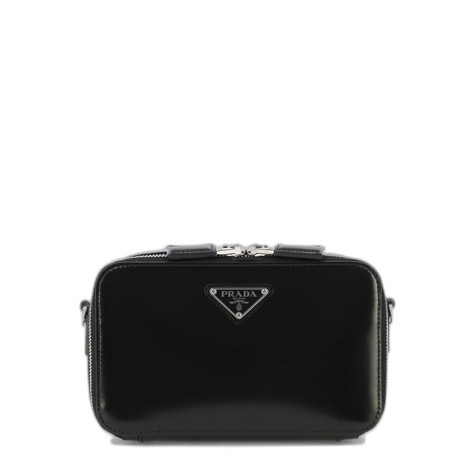 Black Leather Brique Crossbody Bag - Image 3