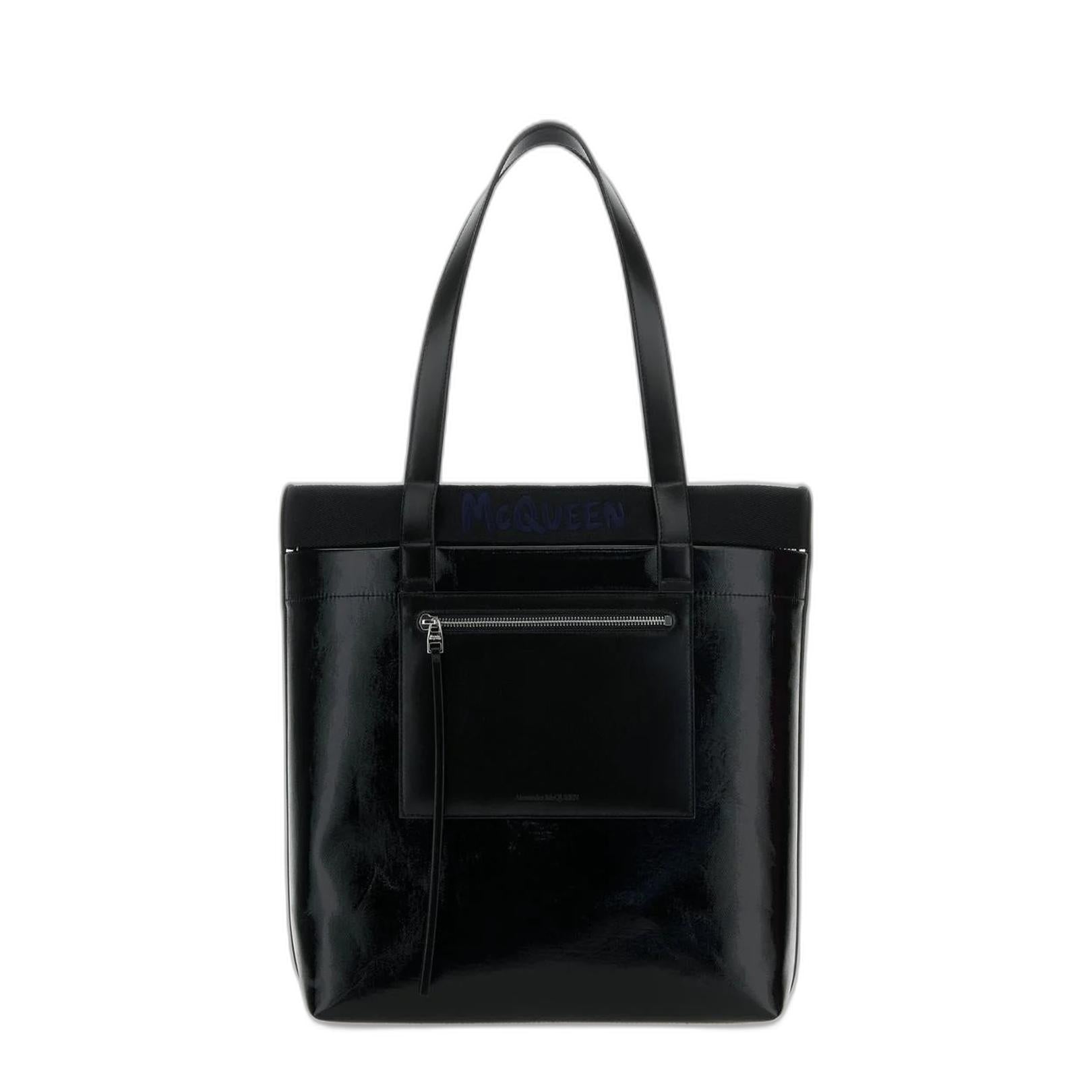 Black Fabric Shopping Bag - Image 1