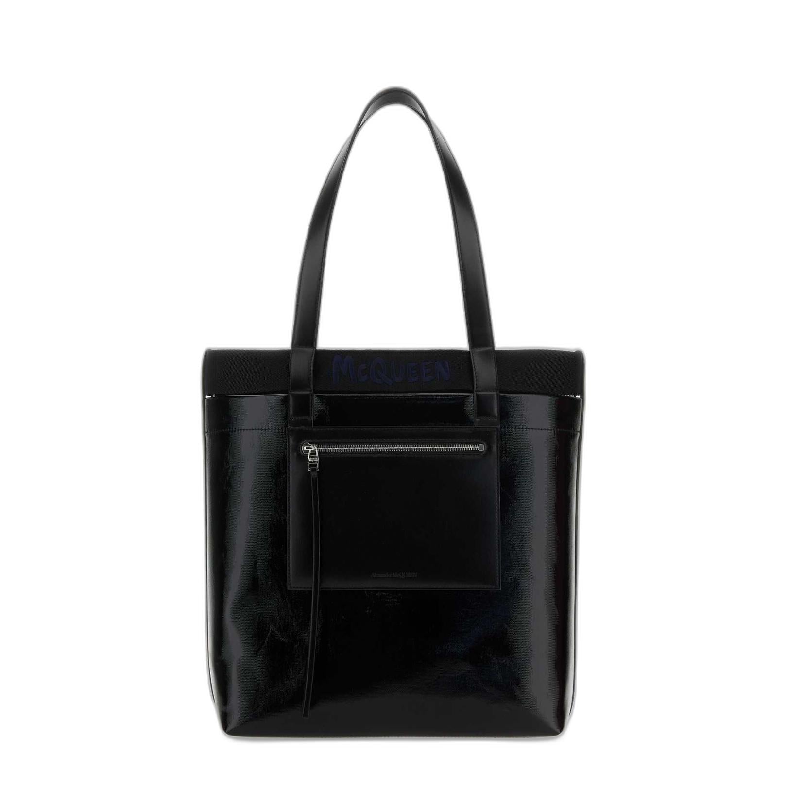 Black Fabric Shopping Bag - Image 3