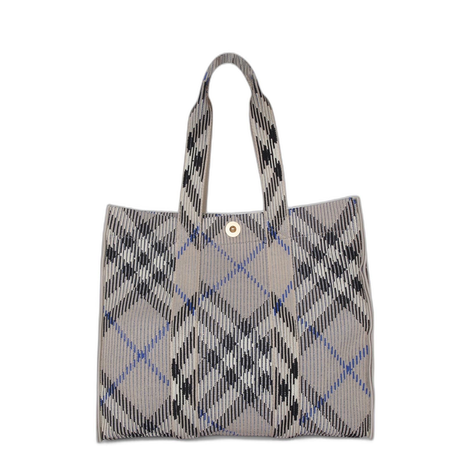 Medium Check Lichen Beige Tote Bag - Image 1