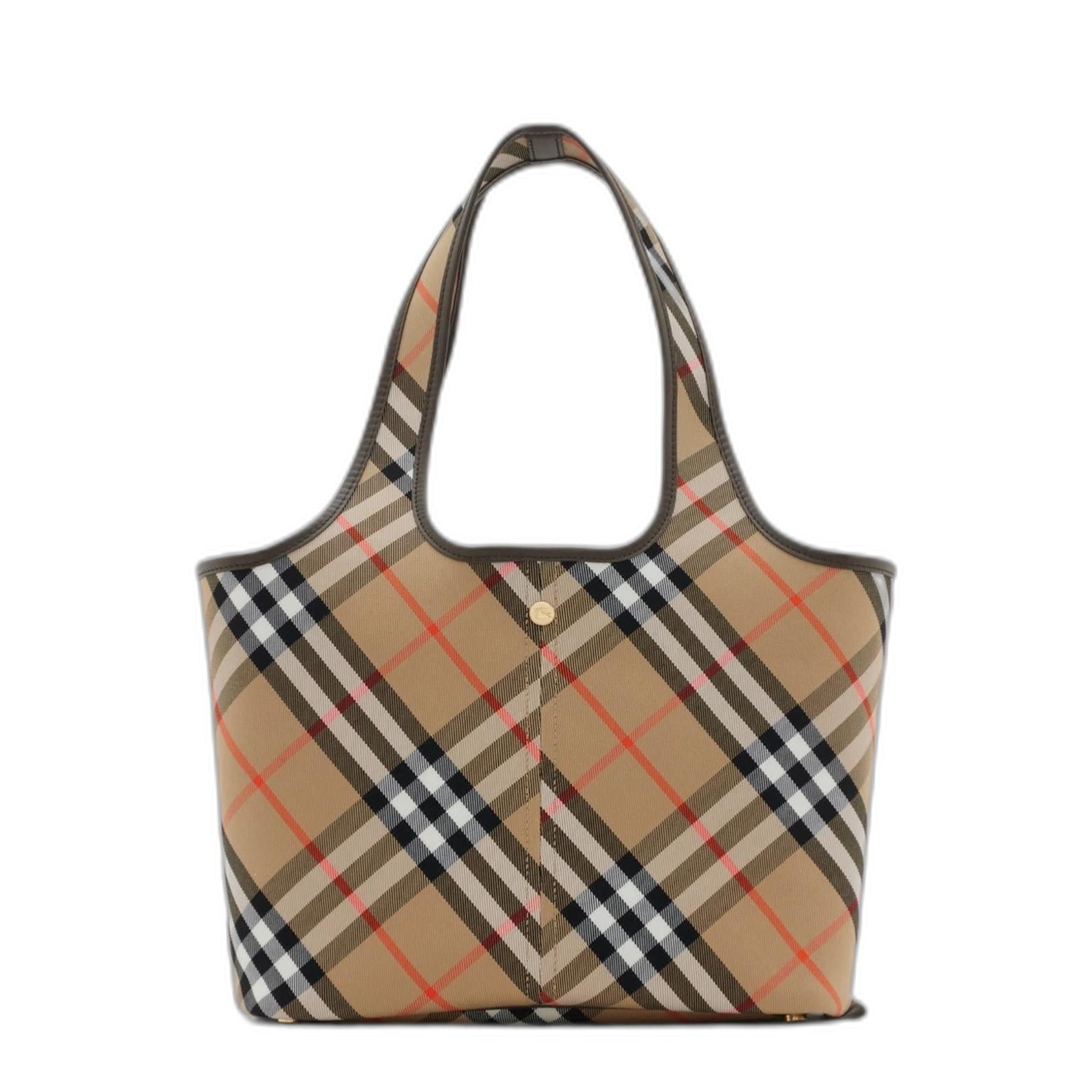 Small Check Tote in Sand - Image 1