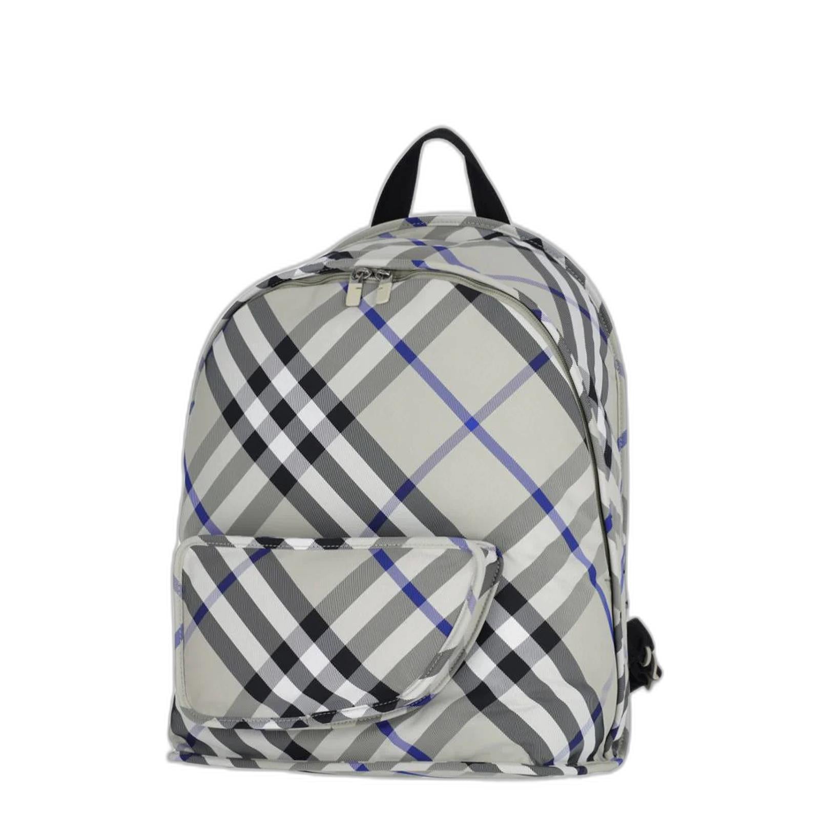 Shield Check Pattern Nylon Backpack - Khaki - Image 2