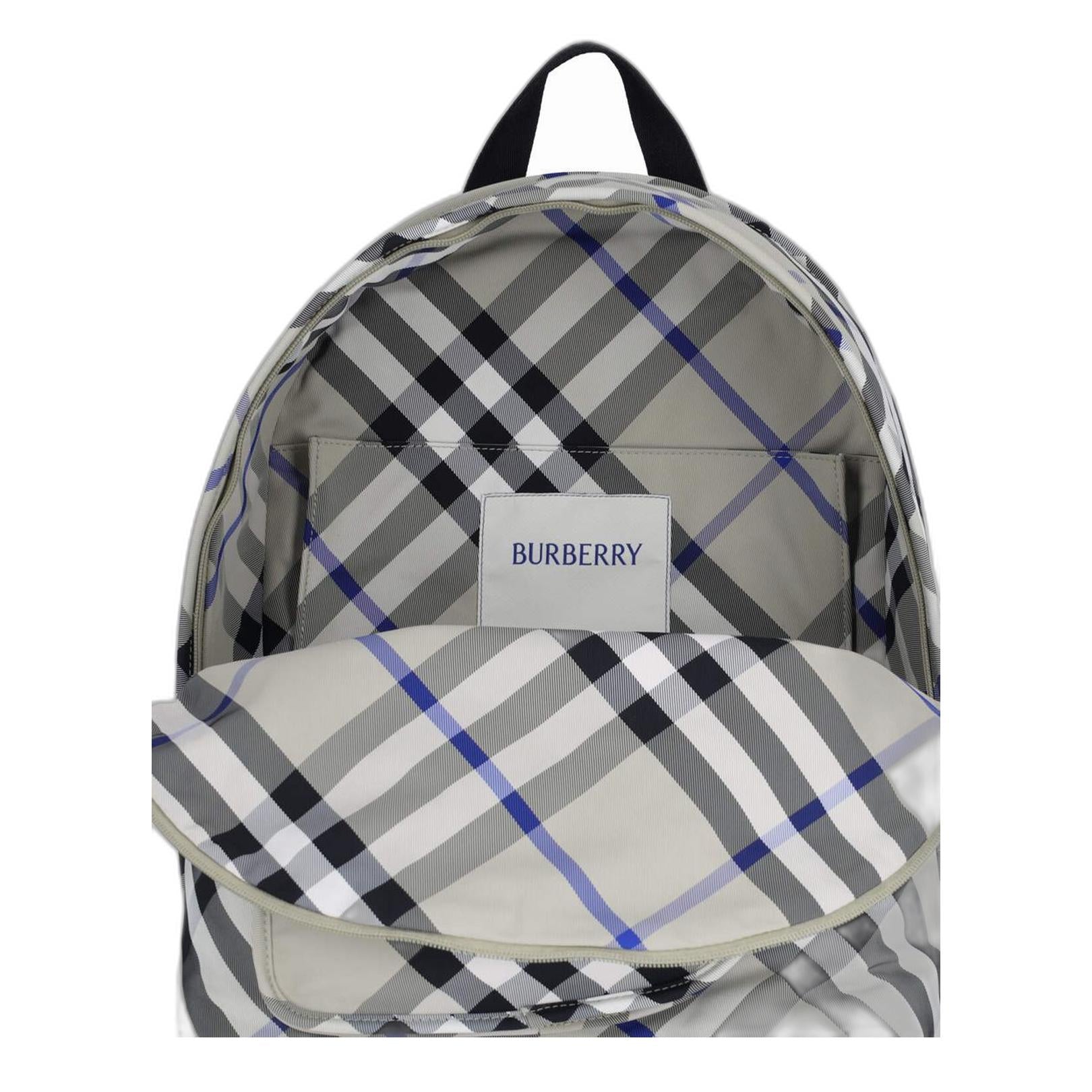 Shield Check Pattern Nylon Backpack - Khaki - Image 4