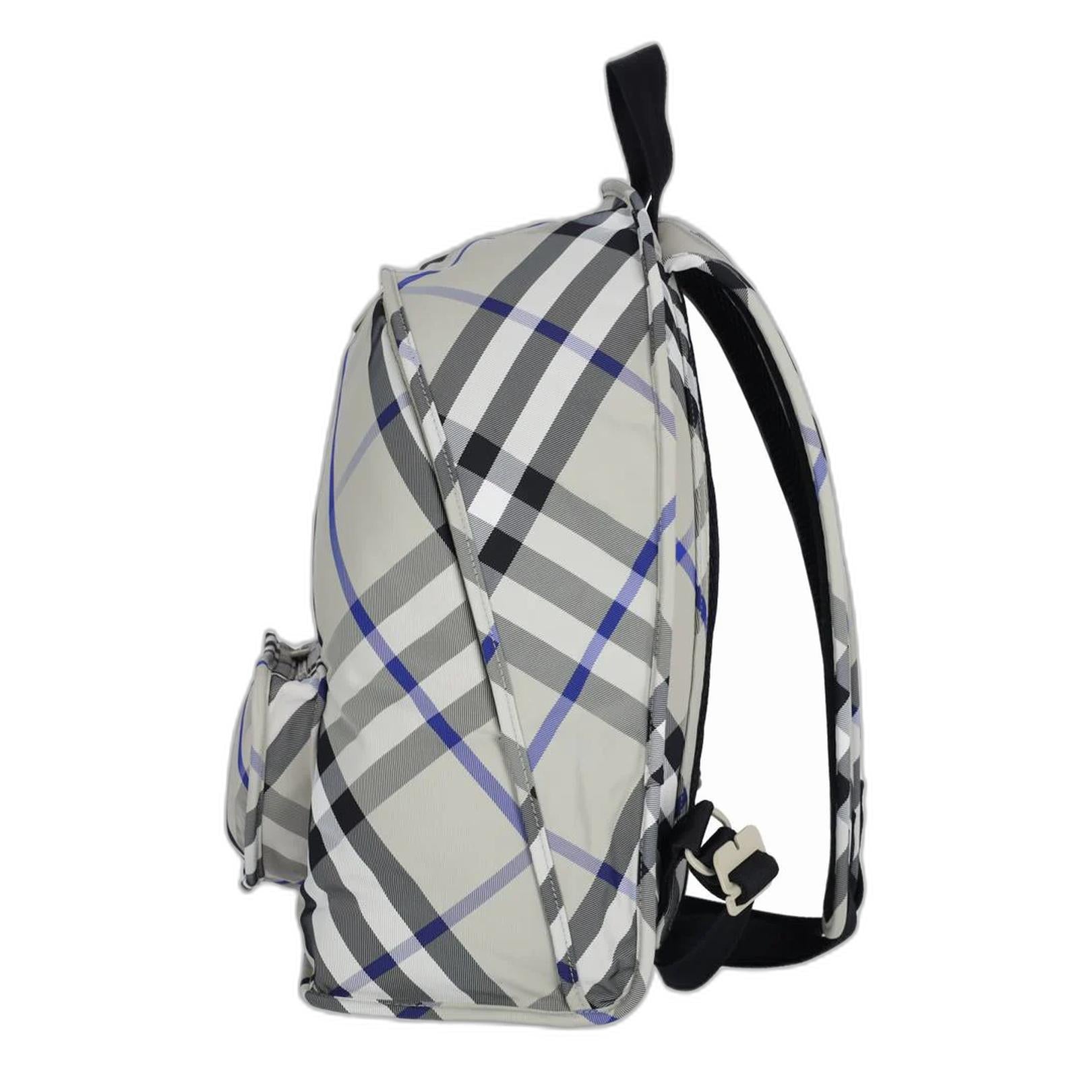 Shield Check Pattern Nylon Backpack - Khaki - Image 5