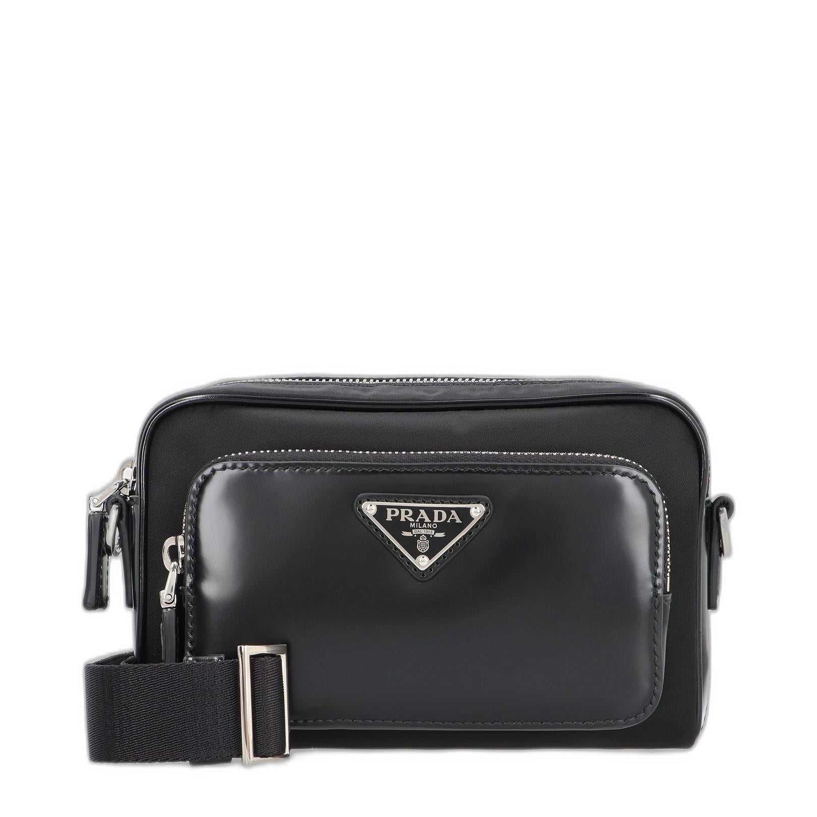 Black Re-nylon And Leather Crossbody Bag - Image 1