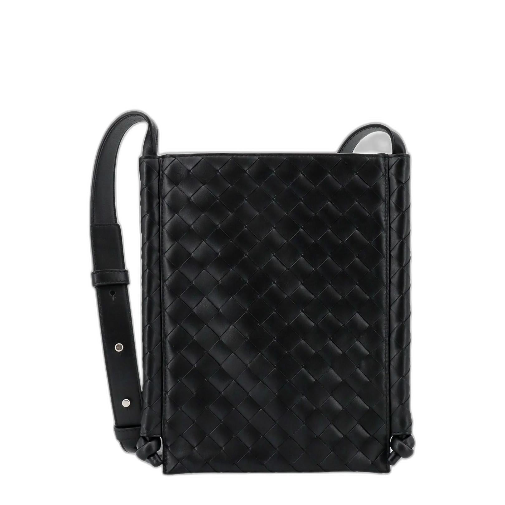 Flat Loop Small Calfskin Crossbody - Black - Image 1