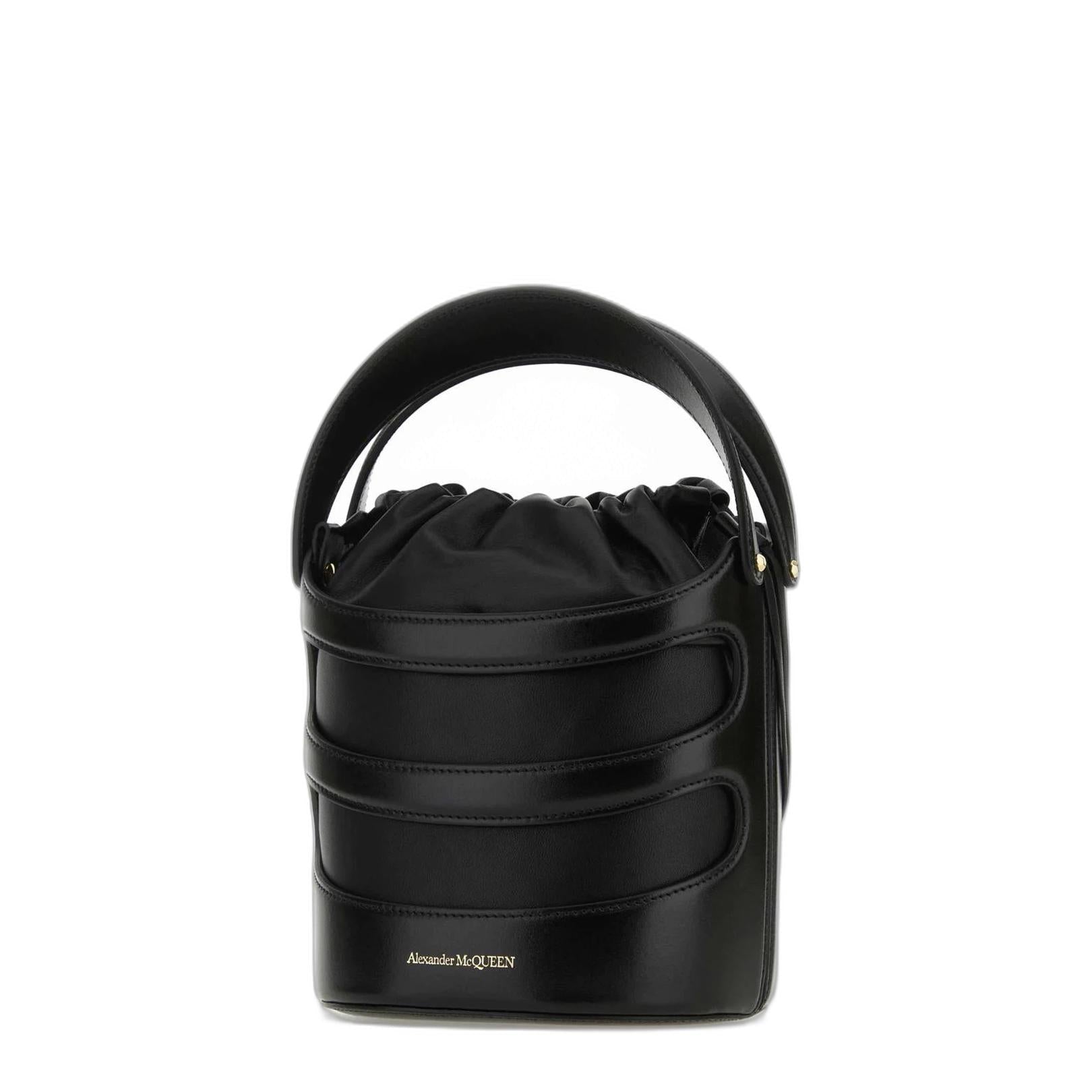 Black Leather The Rise Bucket Bag - Image 4