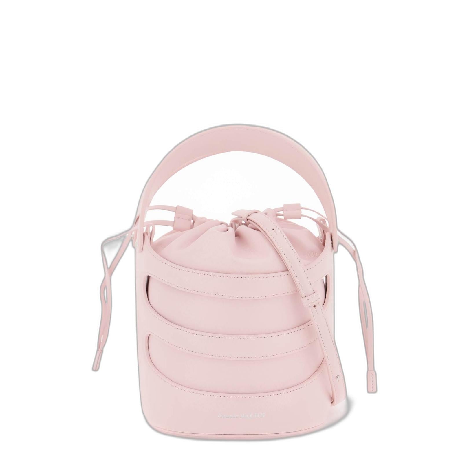 Pastel Pink Leather The Rise Bucket Bag - Image 7
