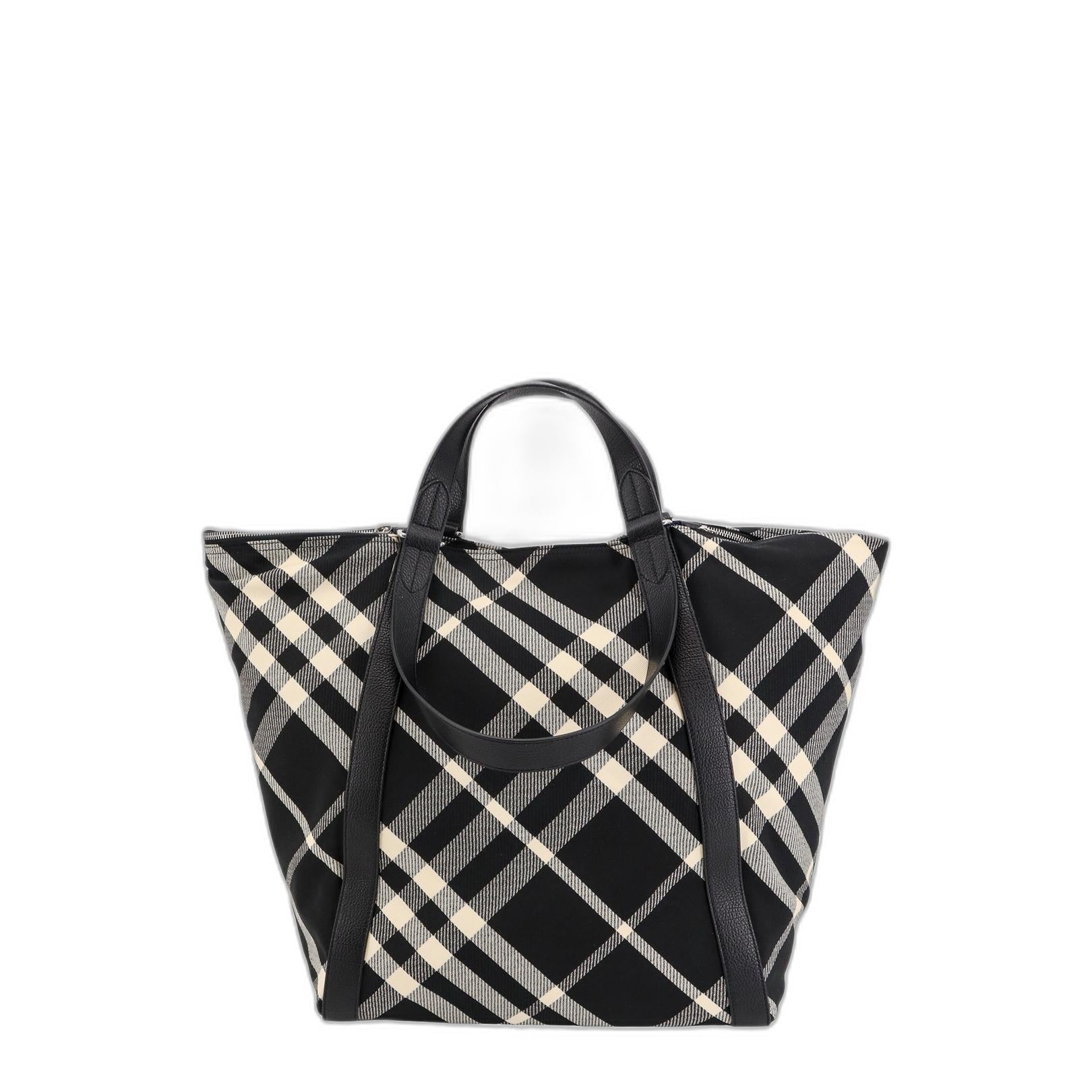 Check Jacquard Tote Bag - Image 2