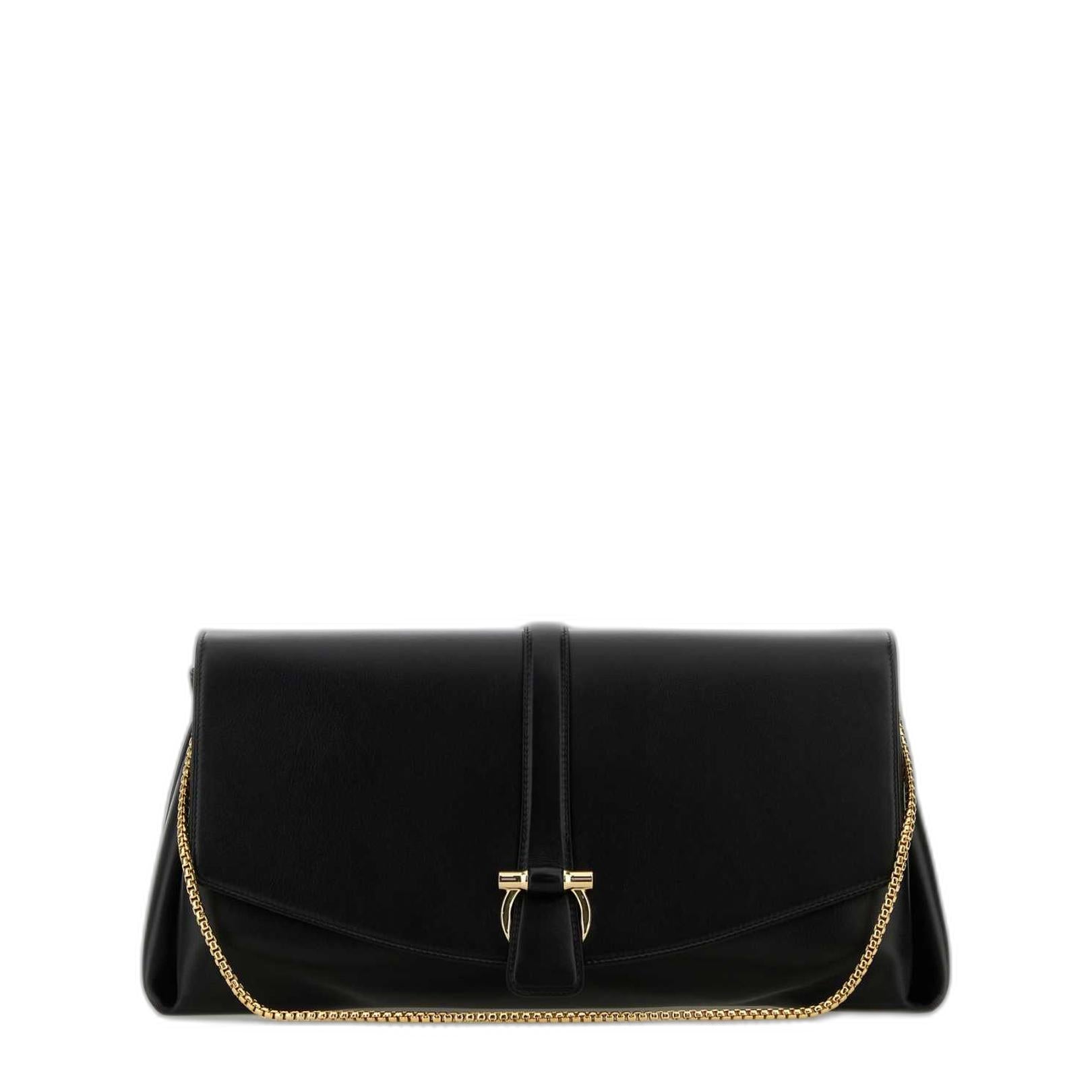 Black Leather Large Crossbody Bag - Image 1