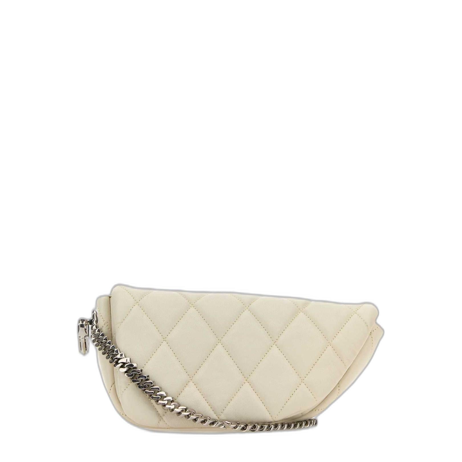 White Leather Shield Lock Shoulder Bag - Image 1