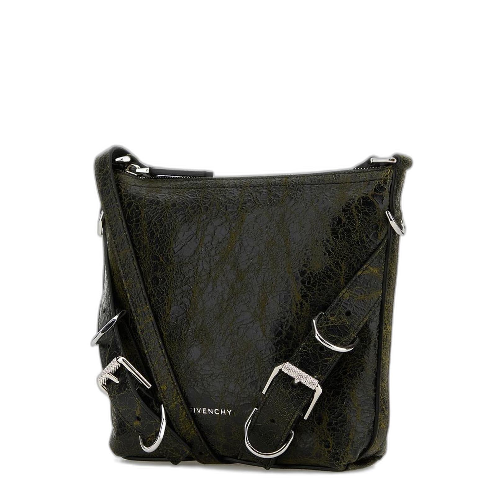 Voyou Medium Calfskin Crossbody - Black/Yellow - Image 2