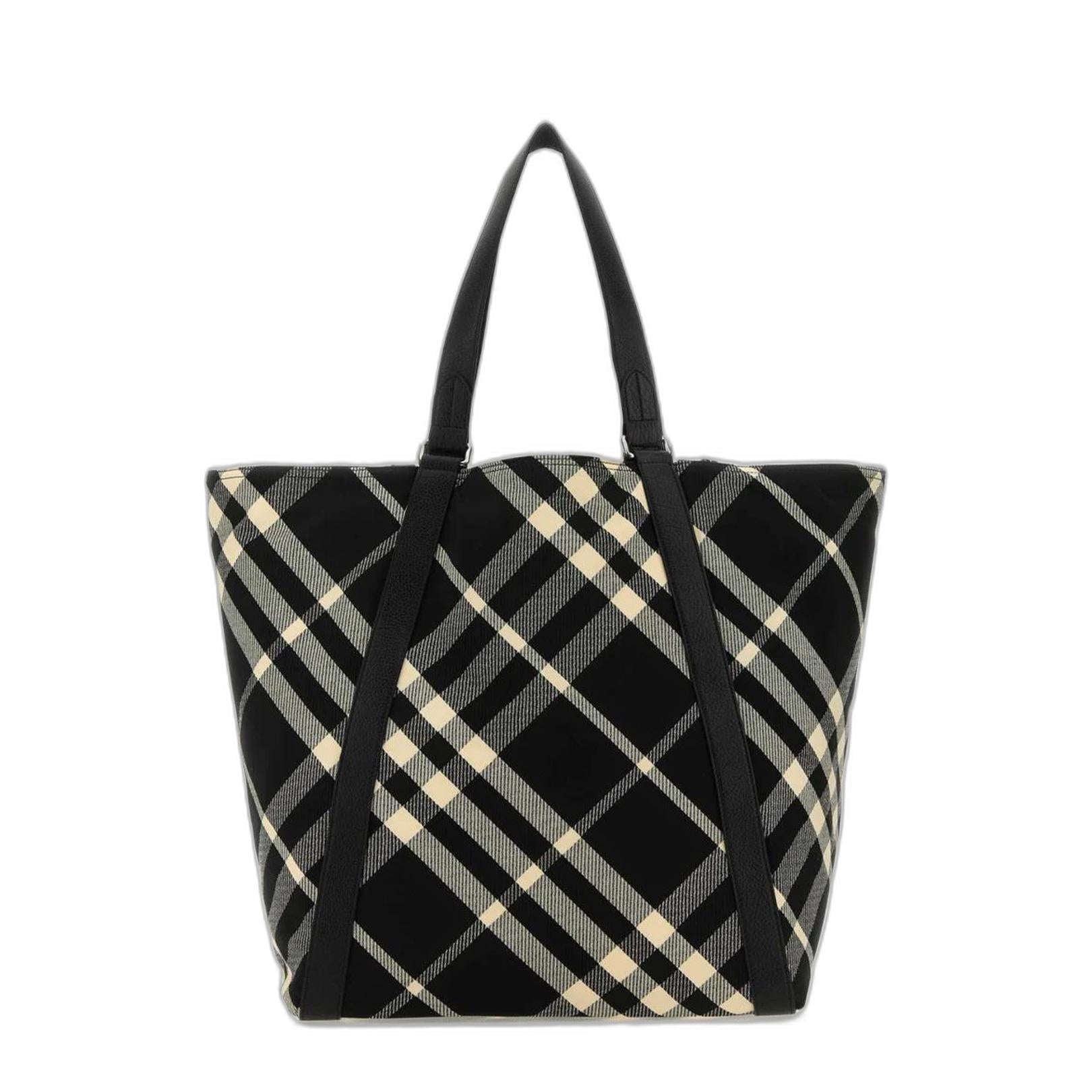 Burberry Borsa Tote In Jacquard Check - Nero - Image 1