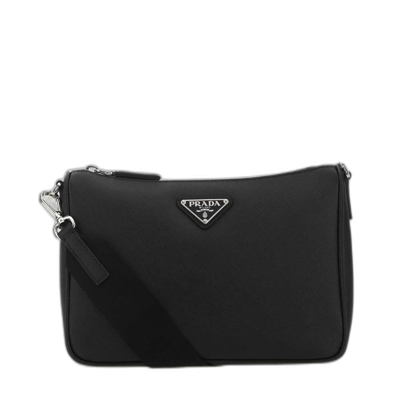 Re-Nylon Saffiano Leather Shoulder Bag - Nero - Image 1